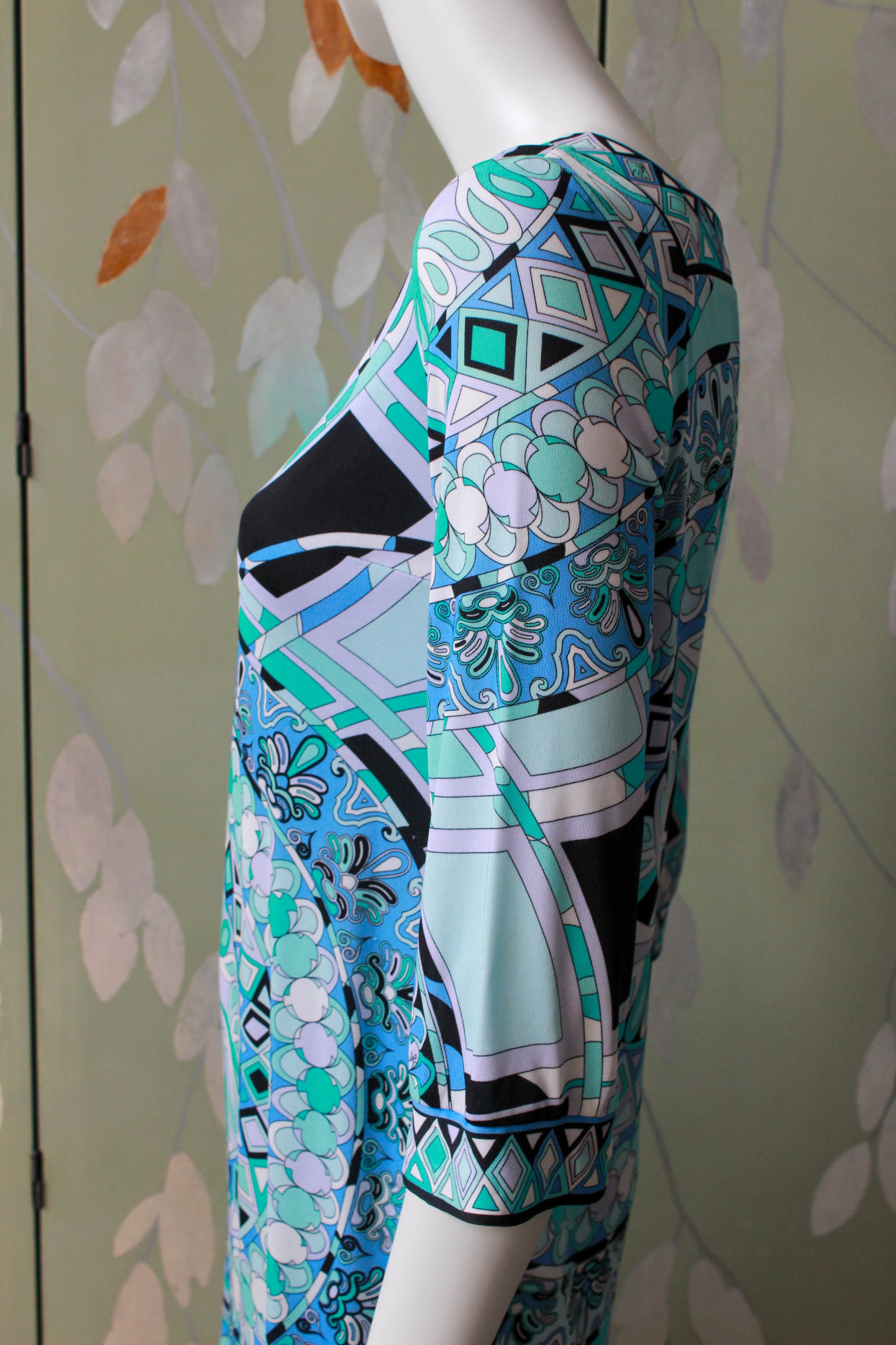 Vintage 2000s y2k Blue Jersey Pucci Print Mini Dress, Small/Medium Ian Drummond Vintage Vintage 2000s y2k Blue Jersey Pucci Print Mini Dress, Small/Medium Ian Drummond Vintage