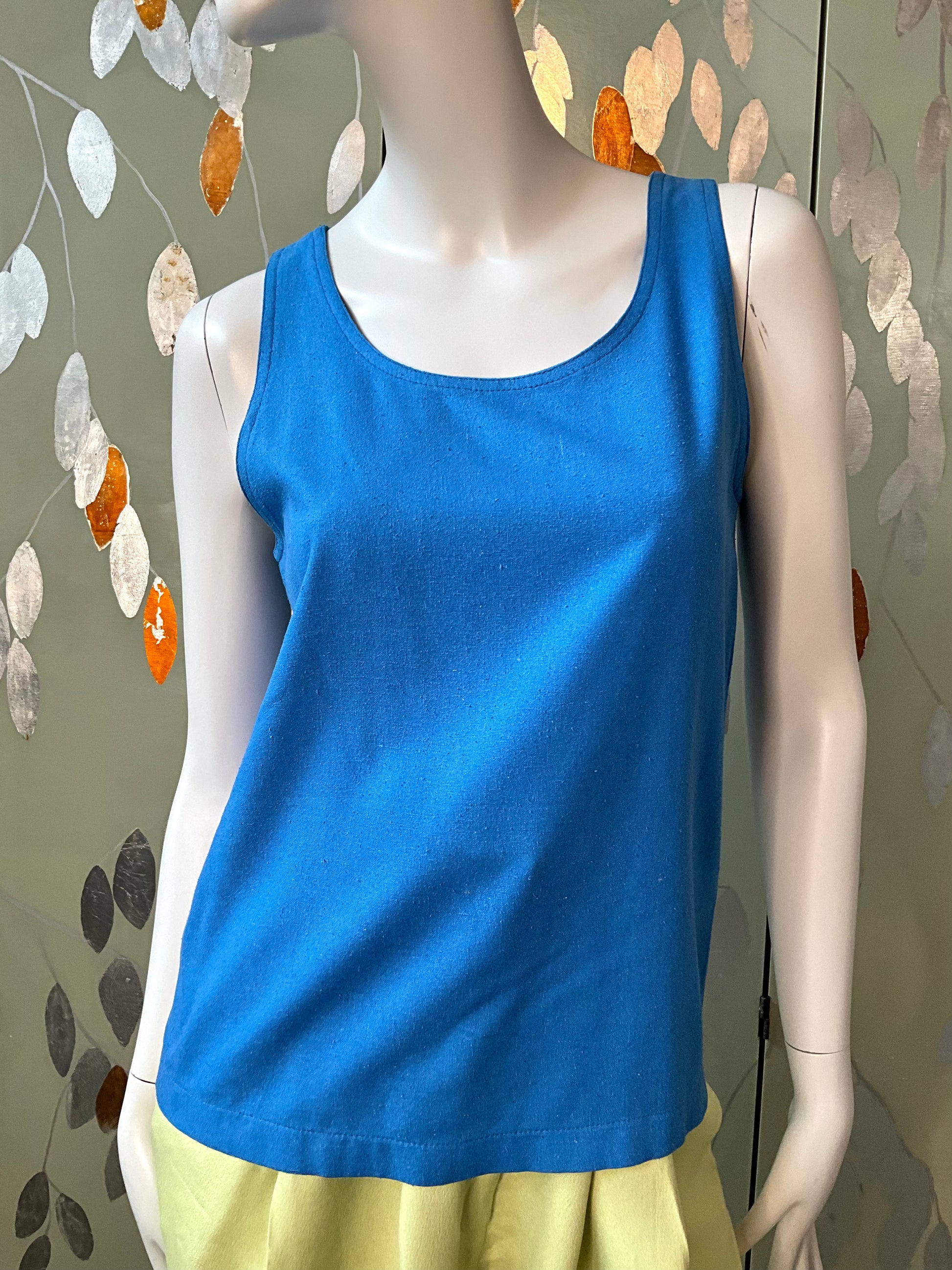 Vintage 1990s Blue Silk Shell Tank Top, Medium 