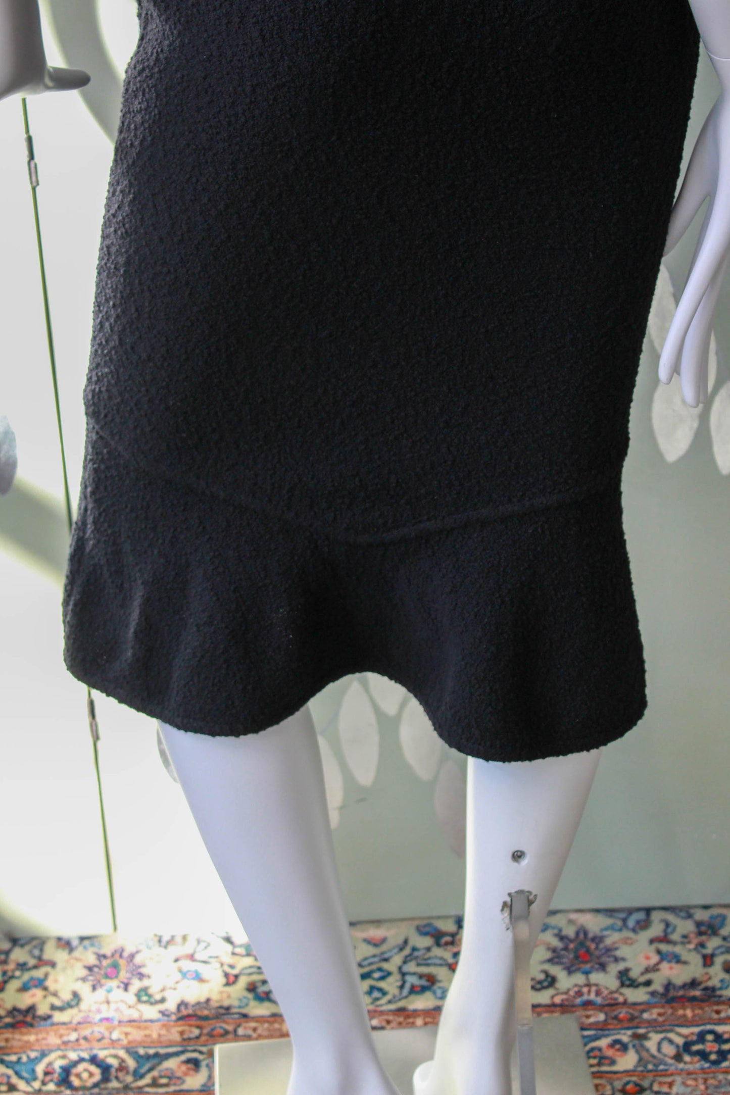 john galliano black sleeveless wool cashmere boucle dress with stretch