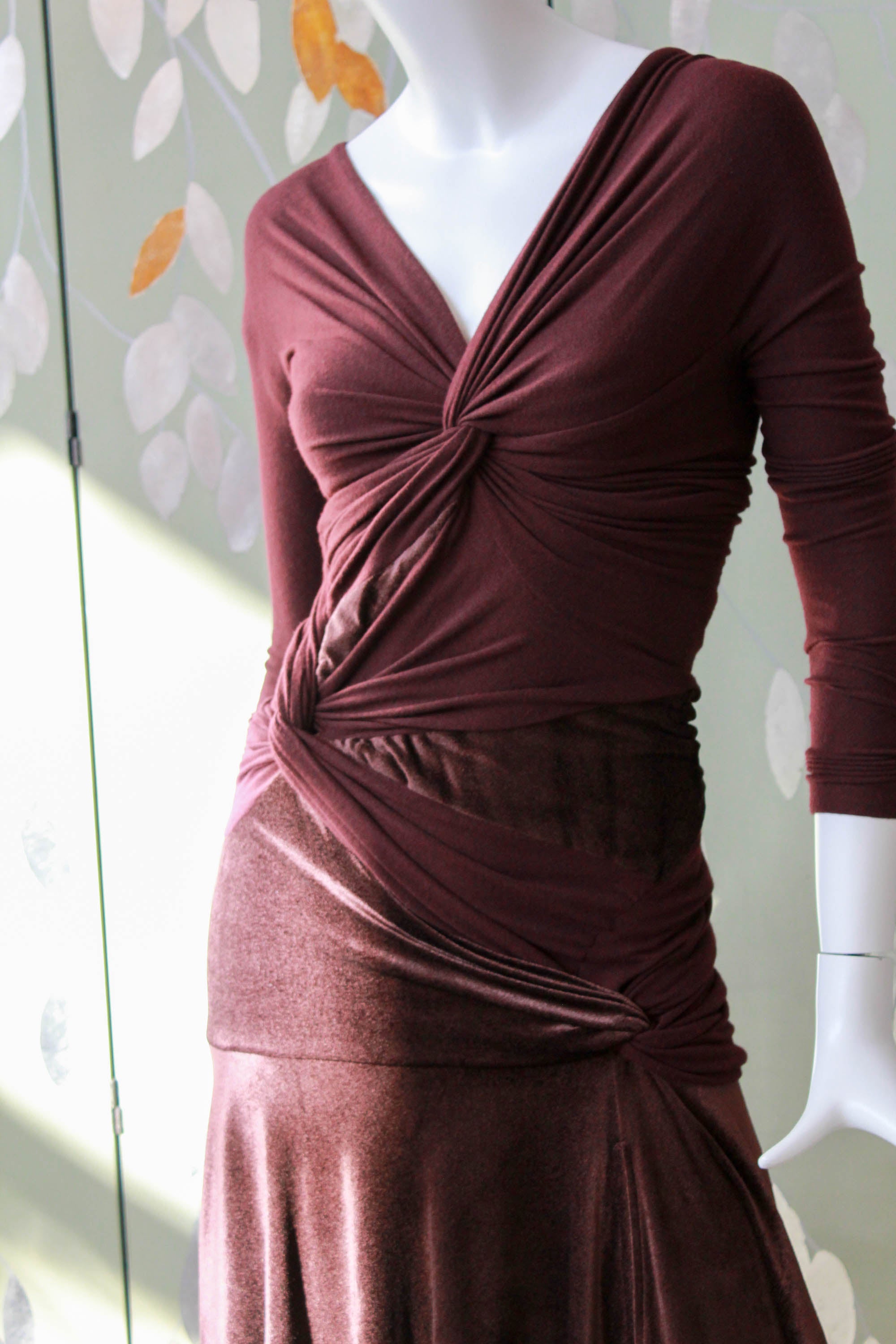 Dkny brown fashion velvet dress