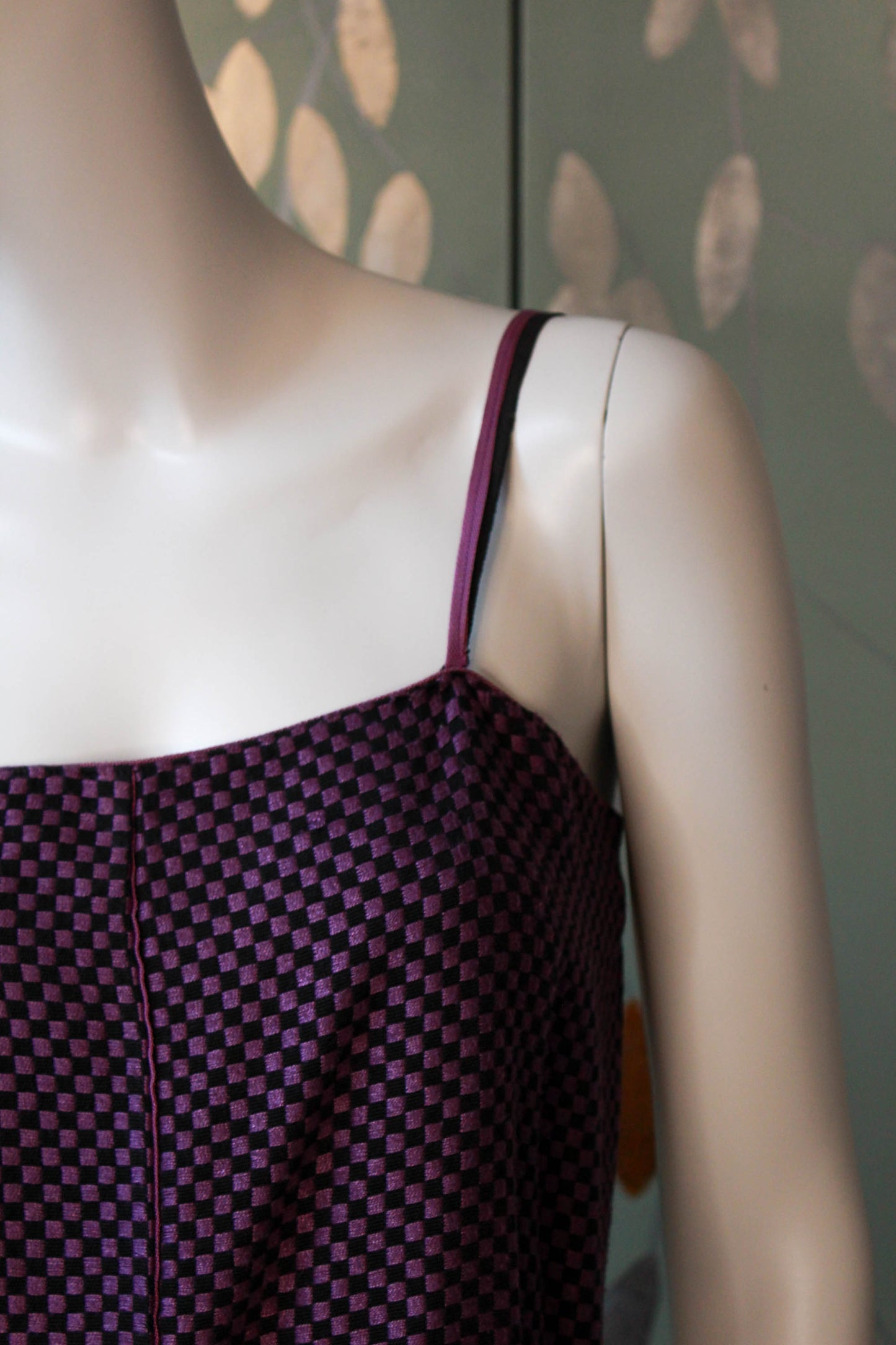 80s Callaghan Tank Top, Purple and Black Checkered, Small