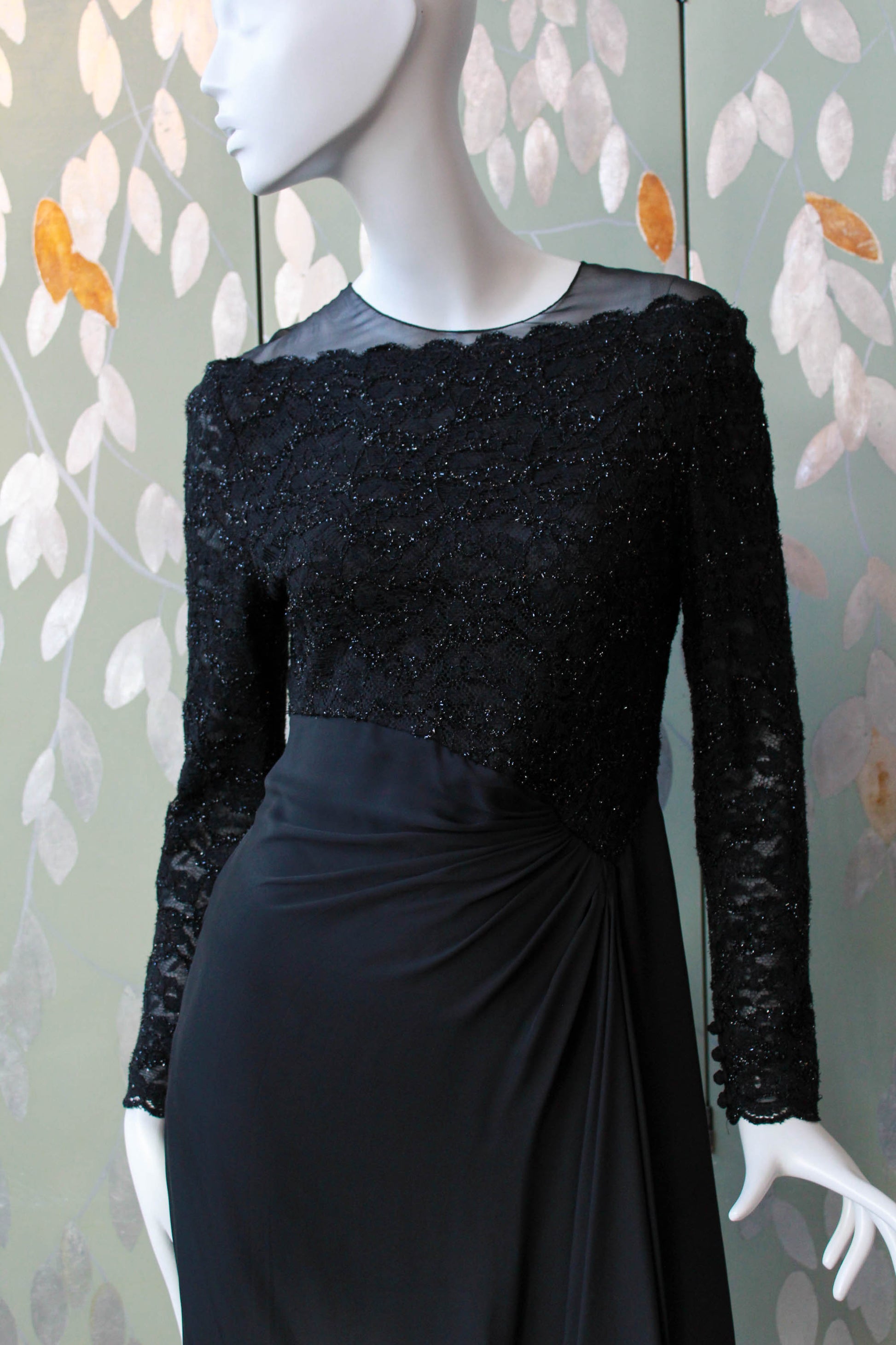 Vintage 1980s Carolina Herrera Black Lace Dress, Small Ian Drummond Vintage Vintage 1980s Carolina Herrera Black Lace Dress, Small Ian Drummond Vintage