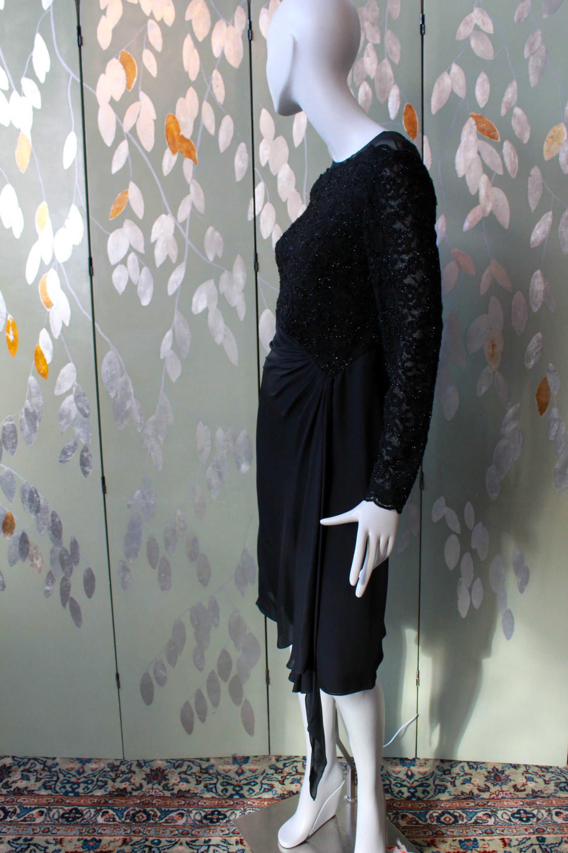Vintage 1980s Carolina Herrera Black Lace Dress, Small Ian Drummond Vintage Vintage 1980s Carolina Herrera Black Lace Dress, Small Ian Drummond Vintage