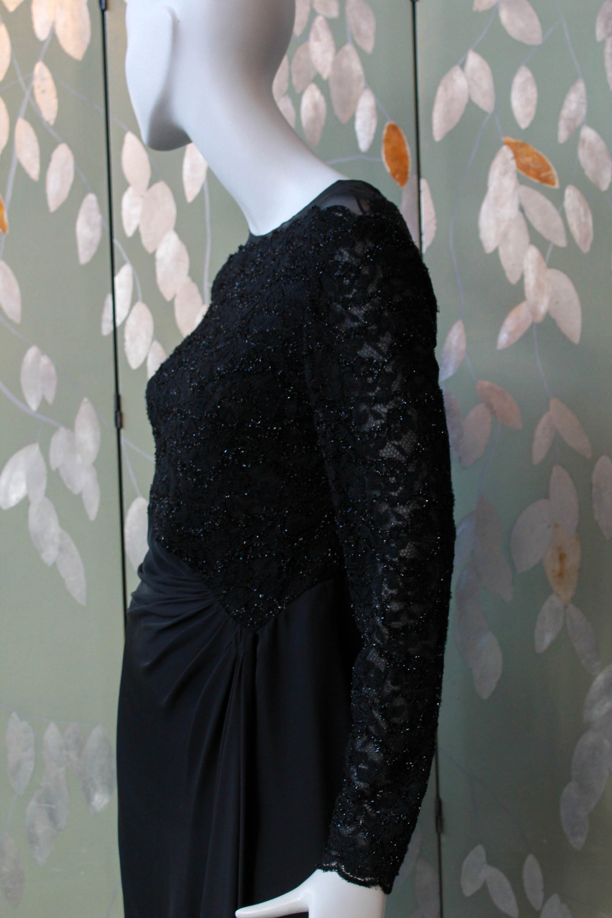 Vintage 1980s Carolina Herrera Black Lace Dress, Small Ian Drummond Vintage Vintage 1980s Carolina Herrera Black Lace Dress, Small Ian Drummond Vintage