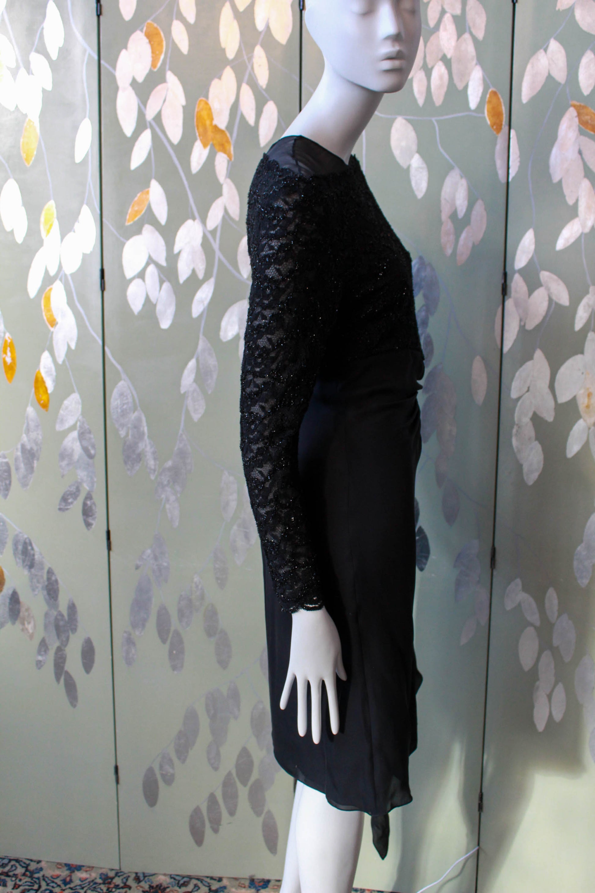 Vintage 1980s Carolina Herrera Black Lace Dress, Small Ian Drummond Vintage Vintage 1980s Carolina Herrera Black Lace Dress, Small Ian Drummond Vintage