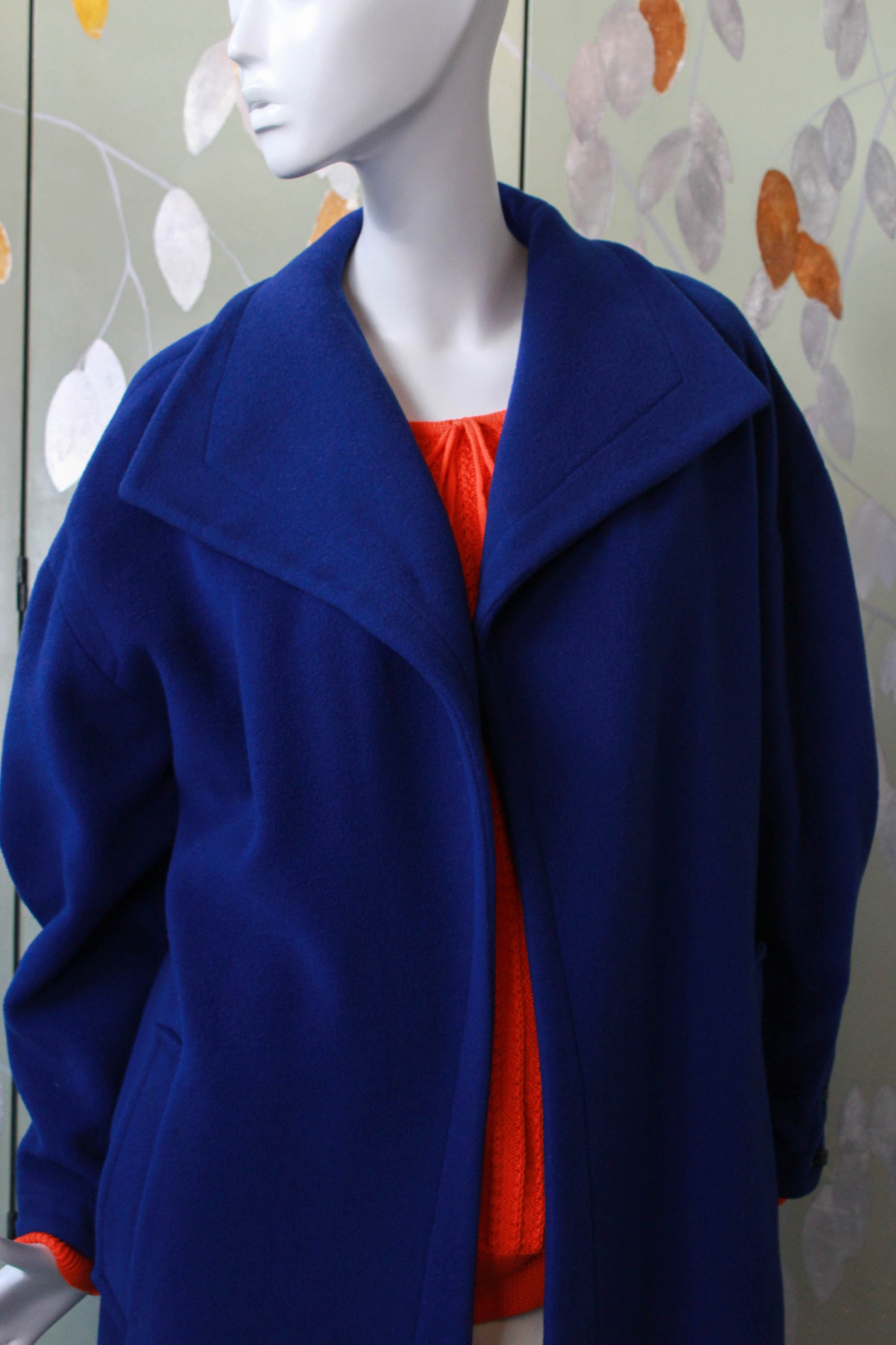 Vintage 1980s Claude Montana Royal Blue Coat, Large