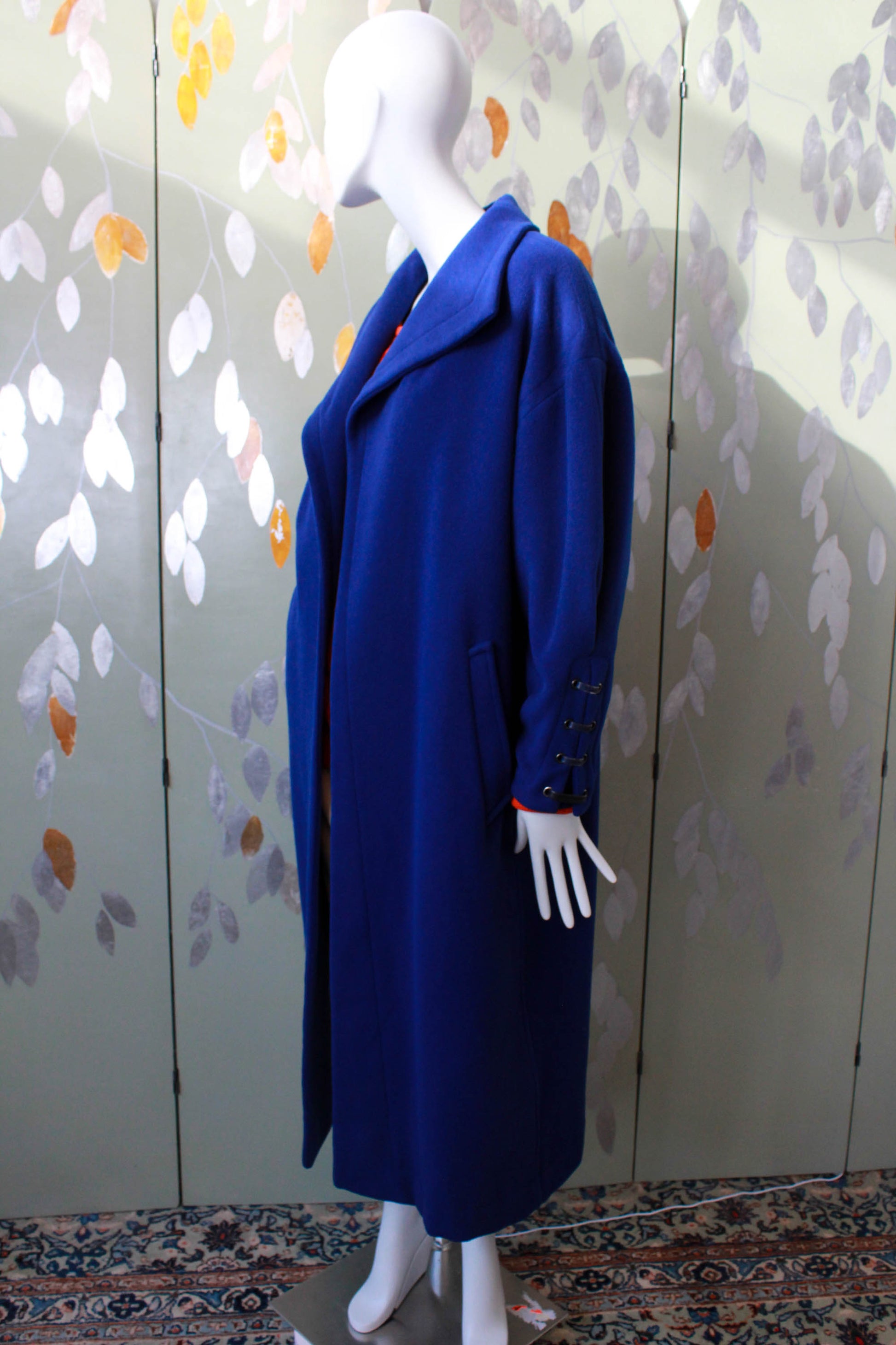 Vintage 1980s Claude Montana Royal Blue Coat, Large