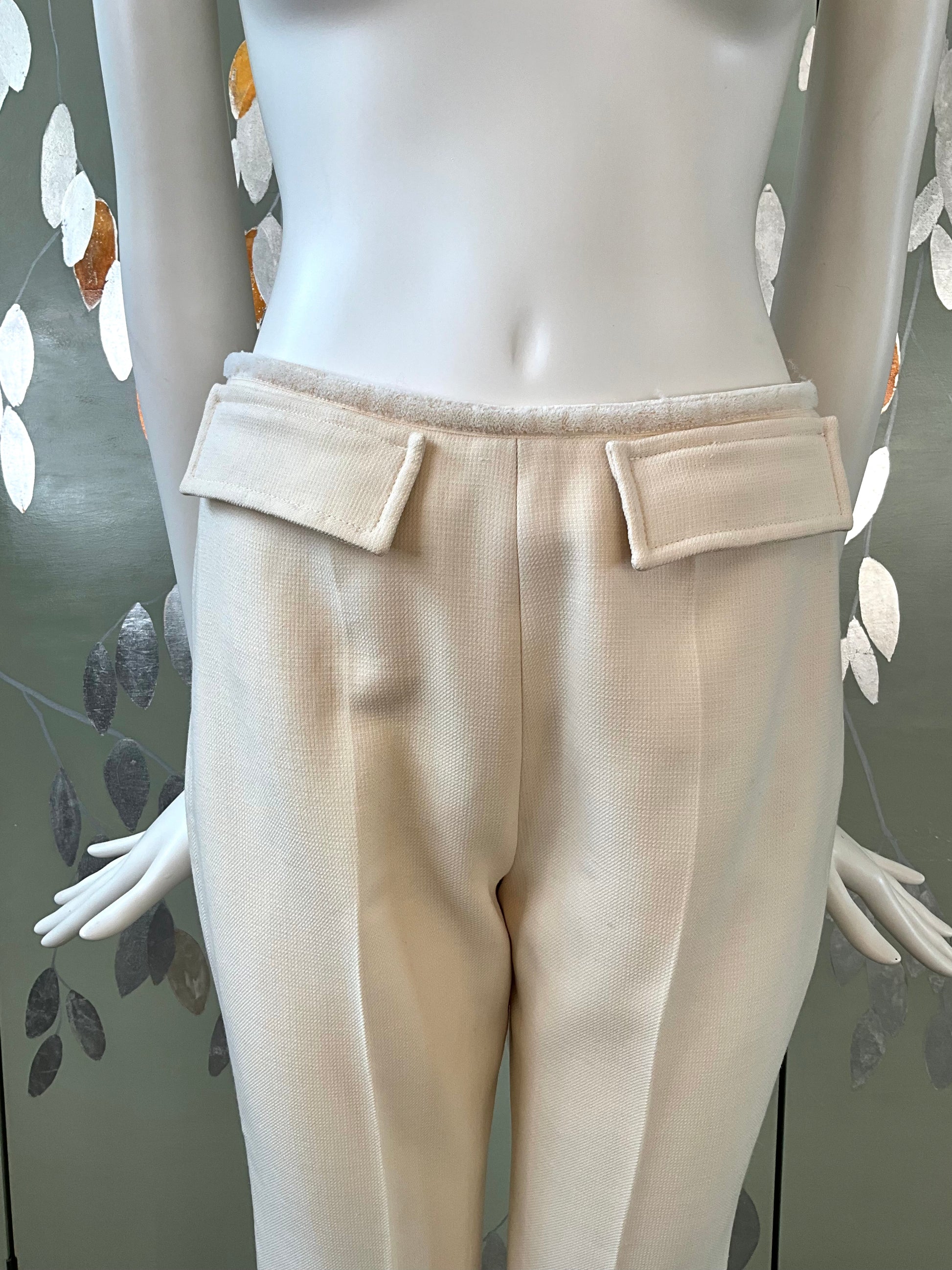 Vintage 1960s Courreges Mod Cream Pant Suit, Small