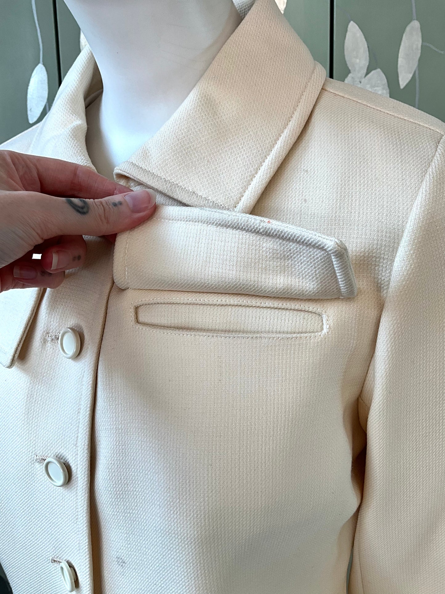 Vintage 1960s Courreges Mod Cream Pant Suit, Small