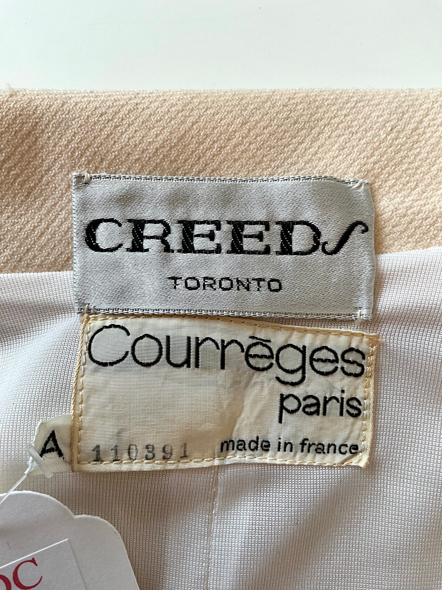 Vintage 1960s Courreges Mod Cream Pant Suit, Small