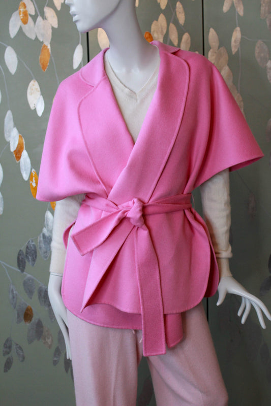 Pink Cashmere/Angora/Wool Wrap Cardigan, Medium