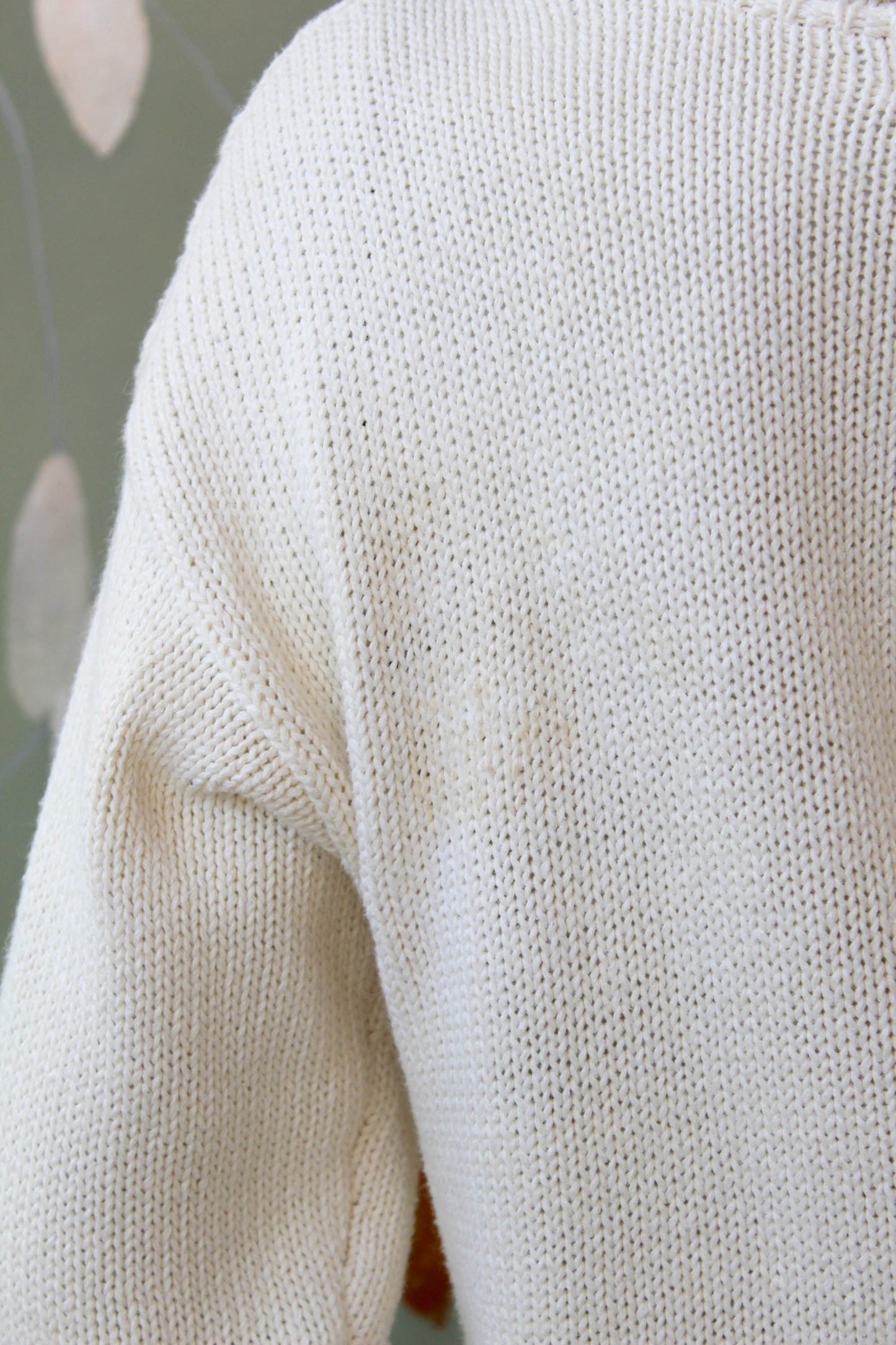 Cream Knit Floral Crochet Applique Sweater, Medium