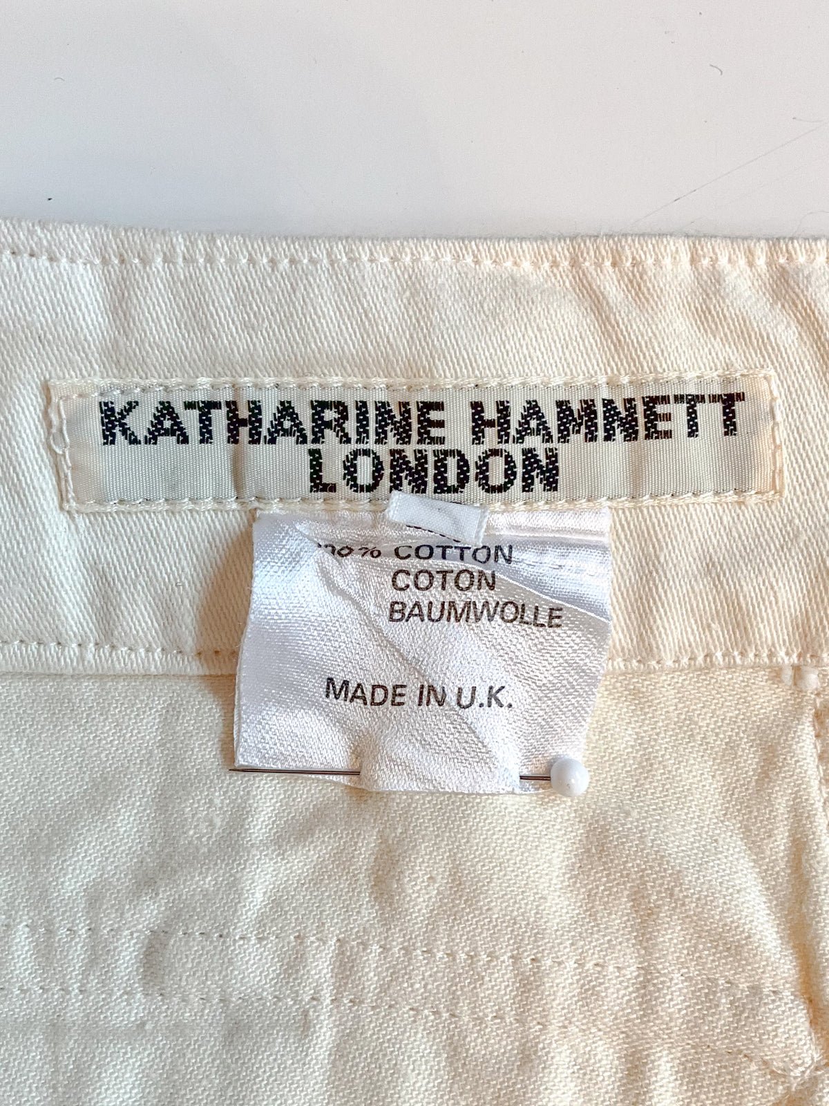 Vintage 1980s Katharine Hamnett Cotton Pleated Tapered Pants, Small 