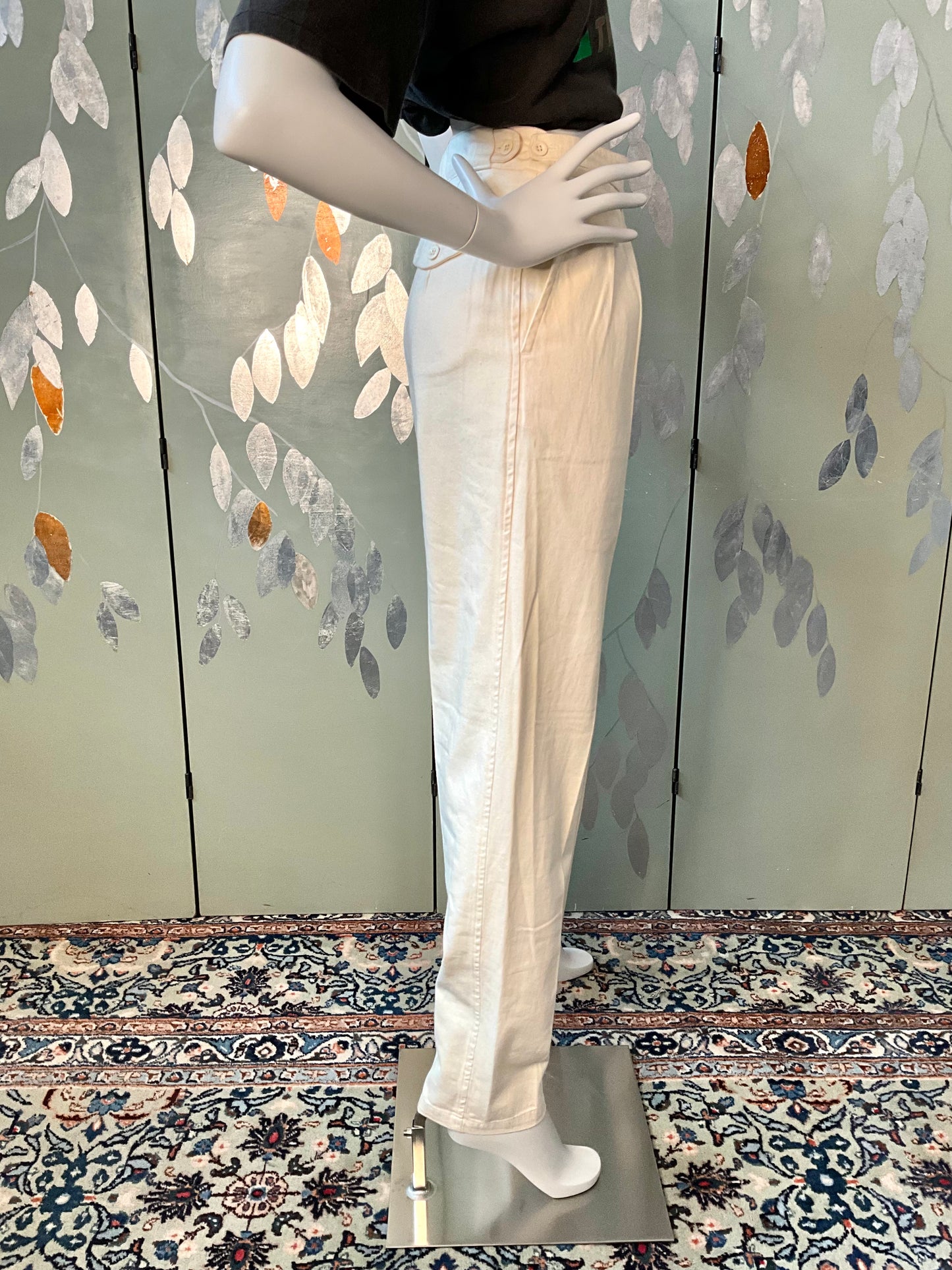 Vintage 1980s Katharine Hamnett Cotton Pleated Tapered Pants, Small 