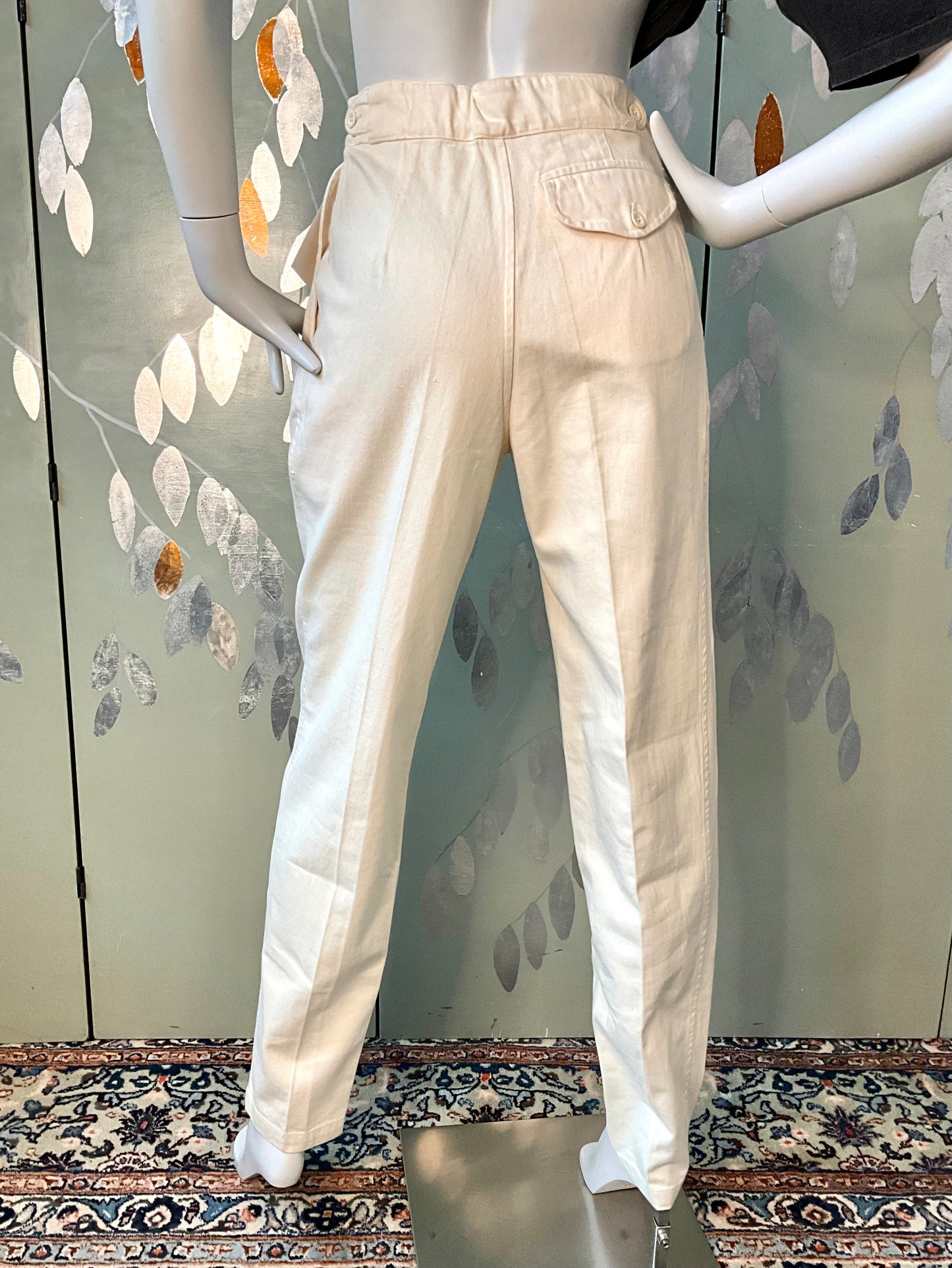 Vintage 1980s Katharine Hamnett Cotton Pleated Tapered Pants, Small 