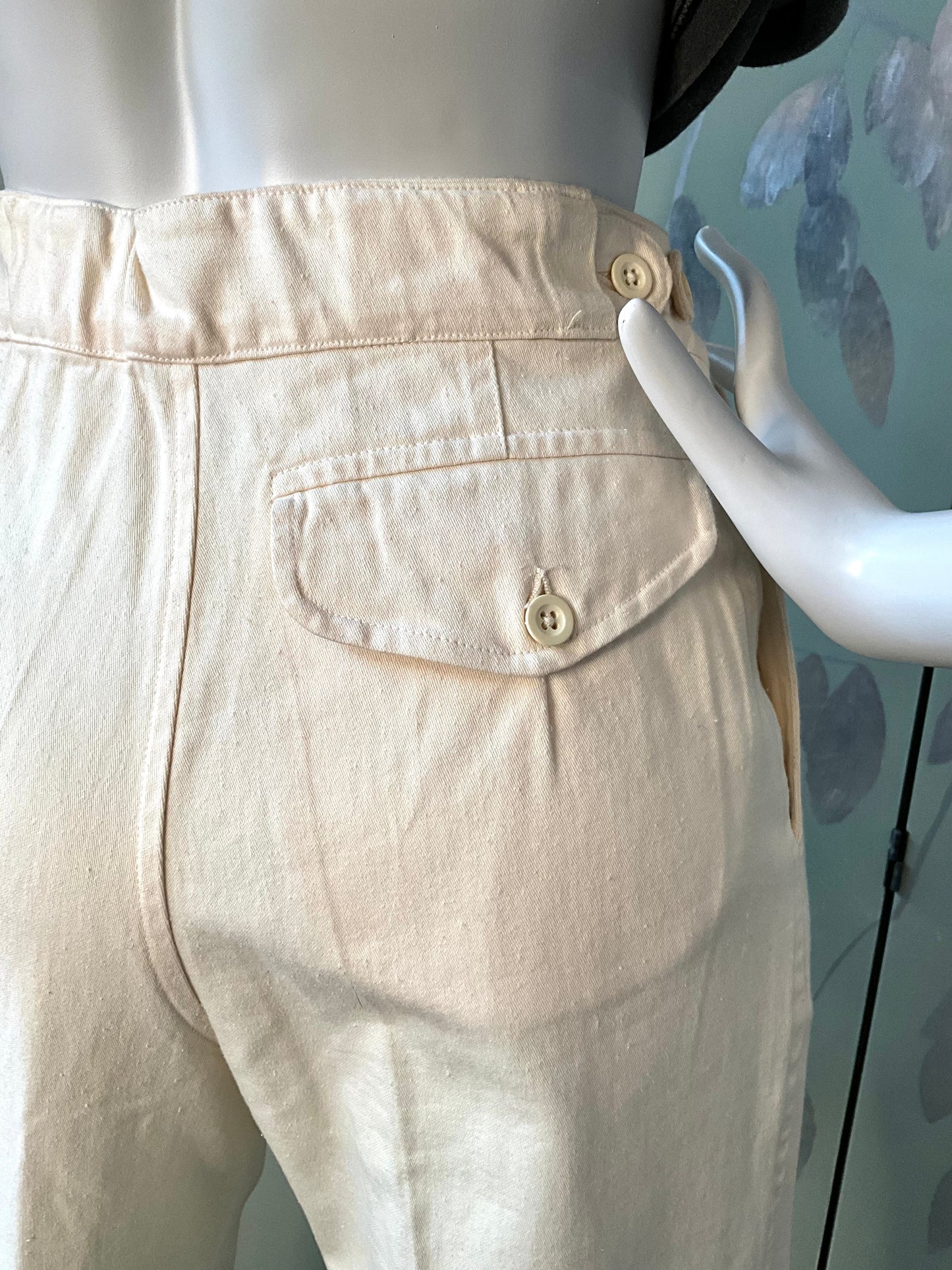 Vintage 1980s Katharine Hamnett Cotton Pleated Tapered Pants, Small 
