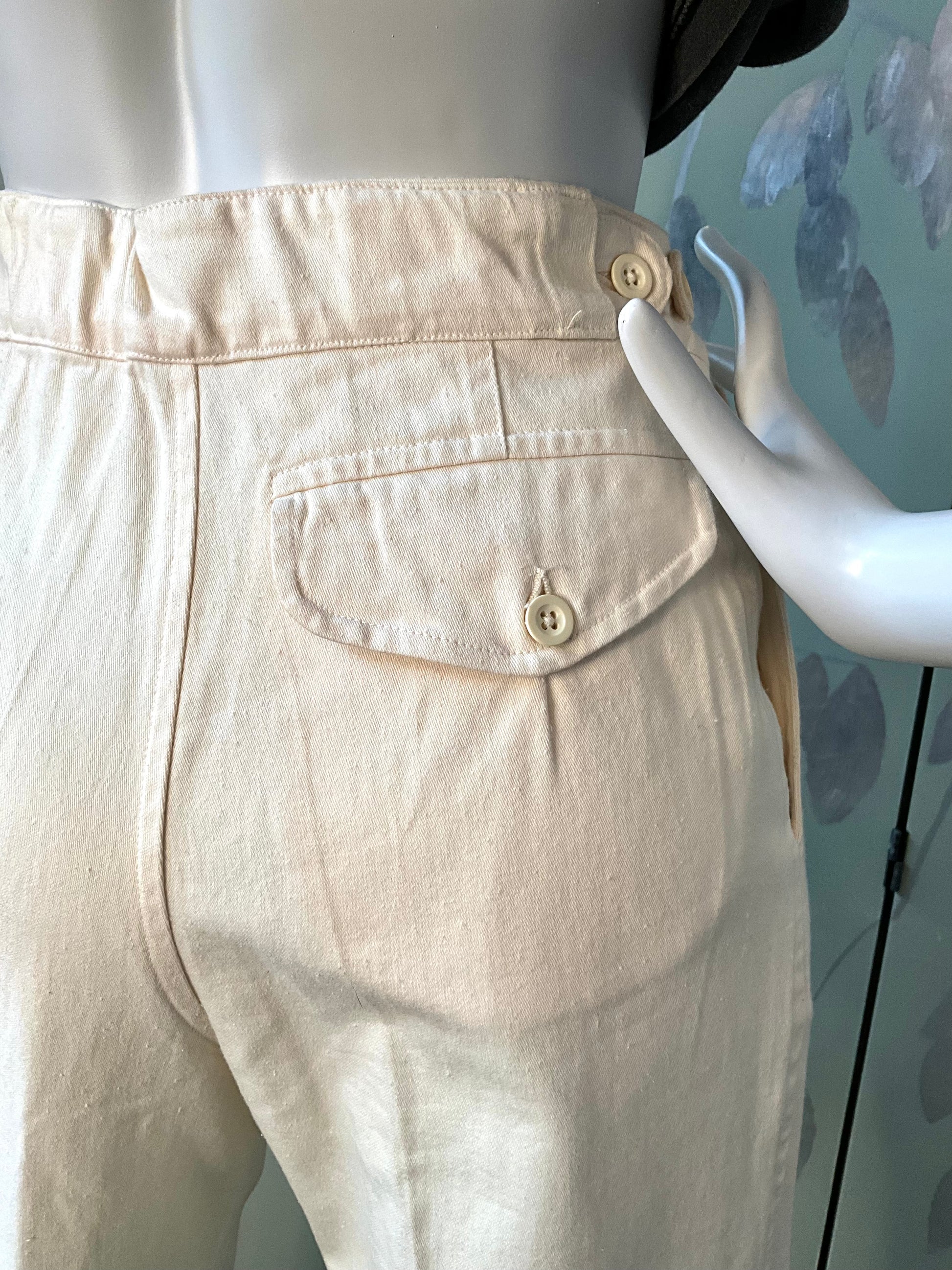 Vintage 1980s Katharine Hamnett Cotton Pleated Tapered Pants, Small 