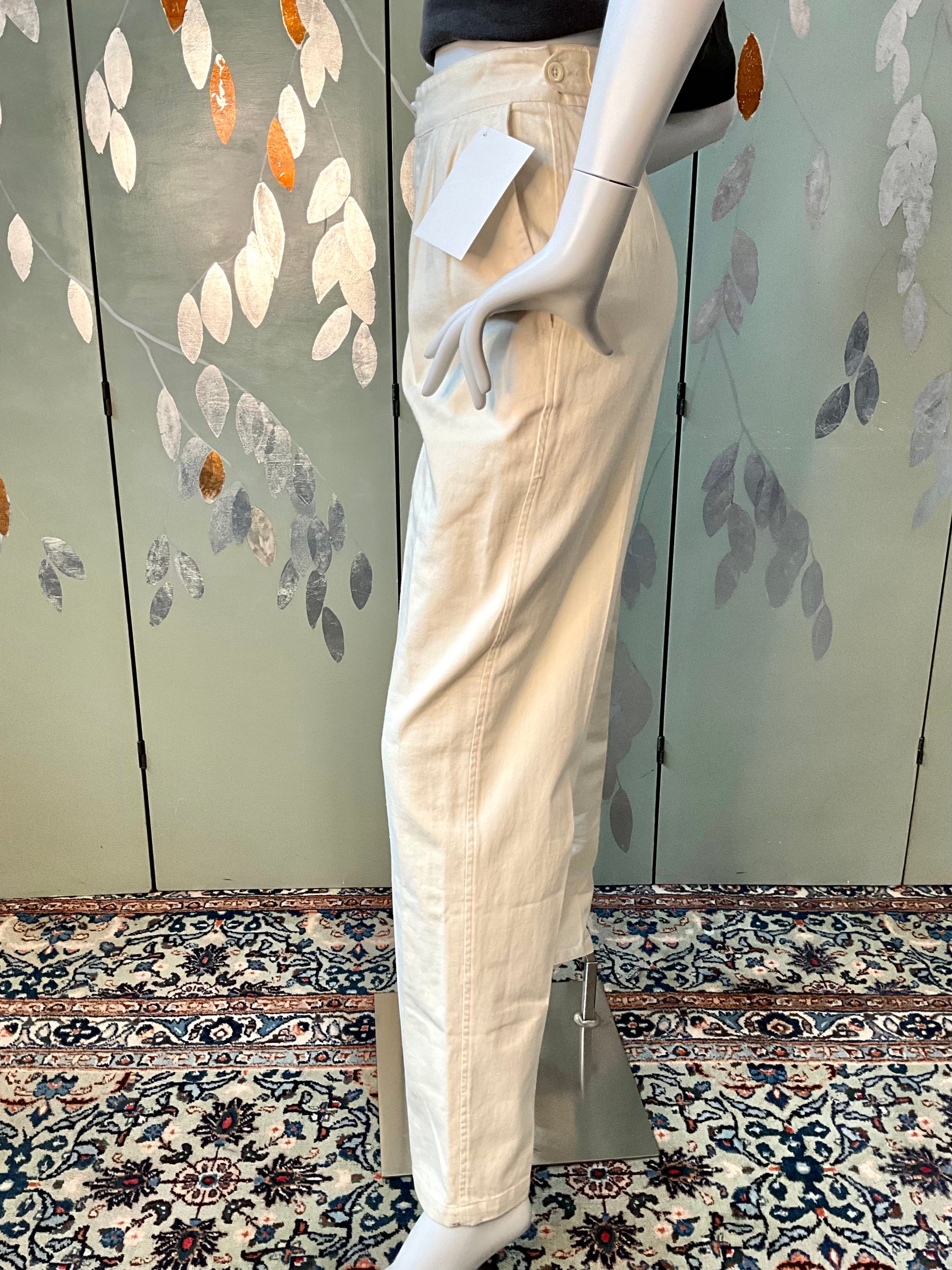 Vintage 1980s Katharine Hamnett Cotton Pleated Tapered Pants, Small 