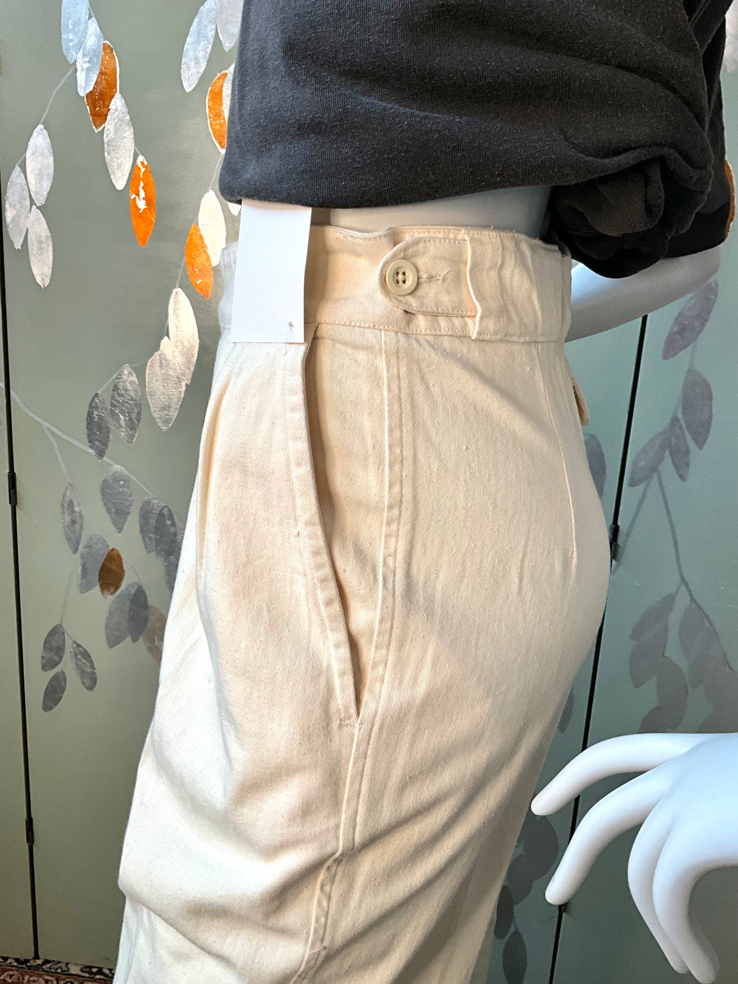 Vintage 1980s Katharine Hamnett Cotton Pleated Tapered Pants, Small 