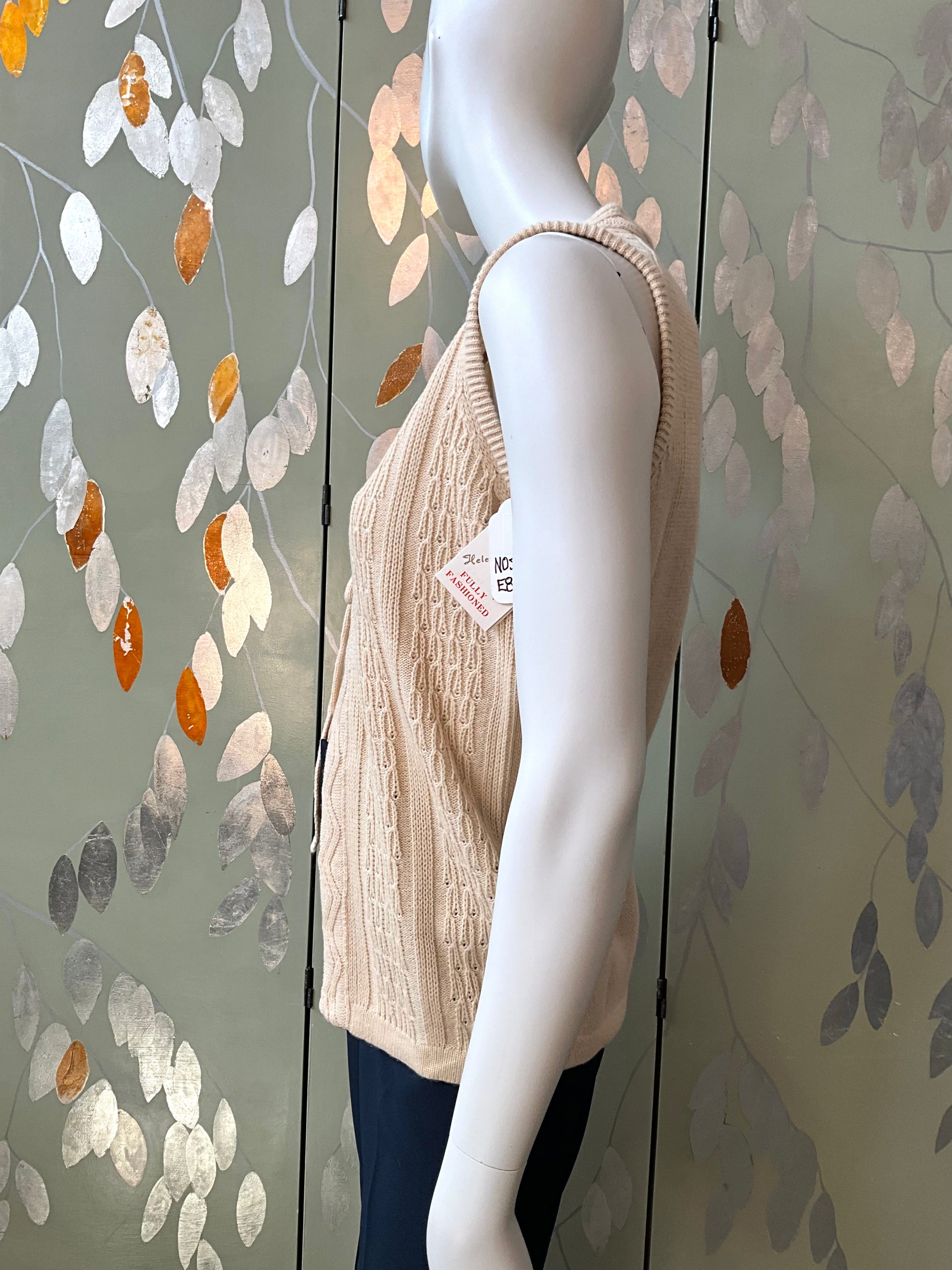 Vintage 1980s Deadstock Cream Knit Sweater Vest Waistcoat Top