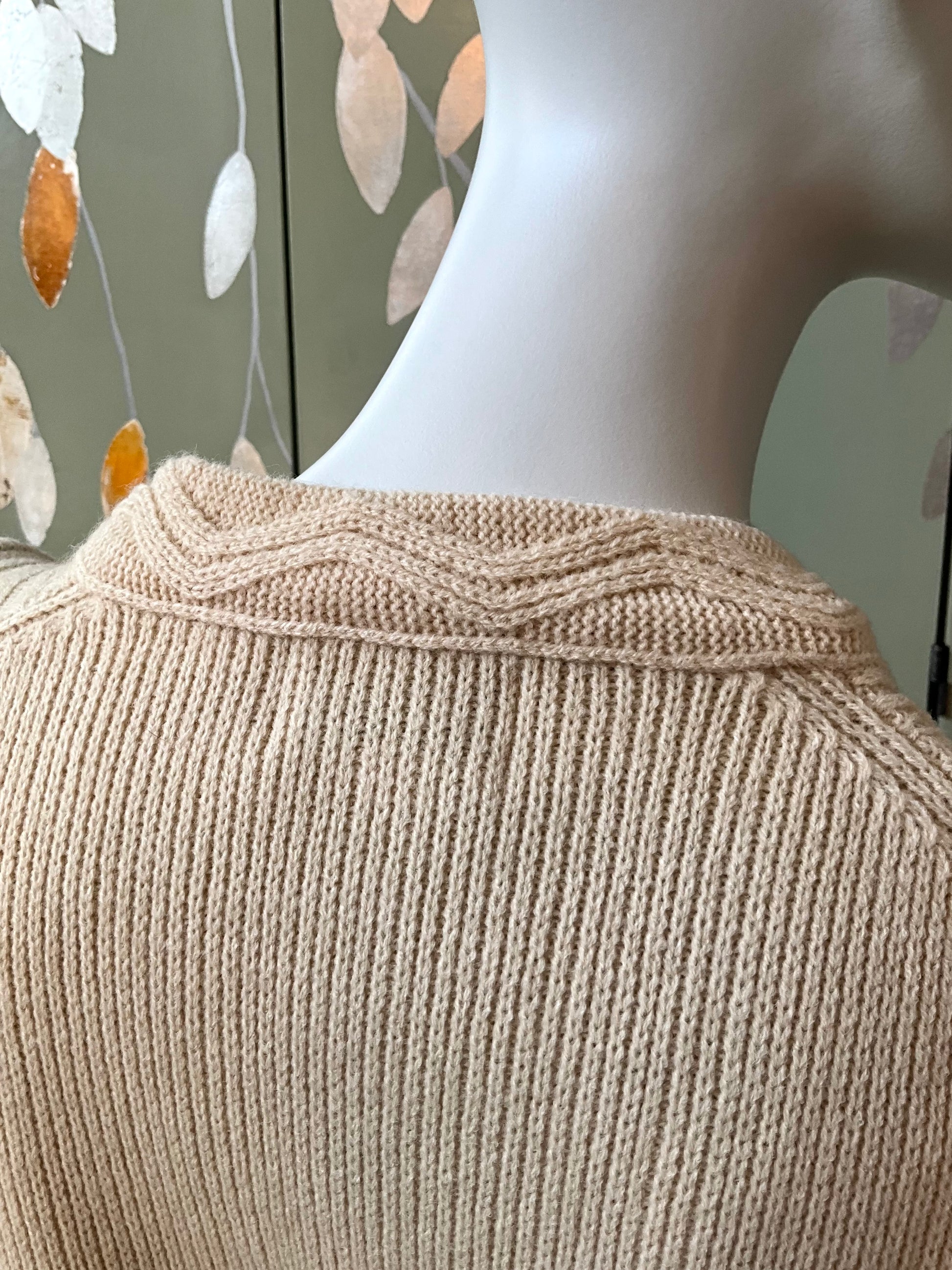 Vintage 1980s Deadstock Cream Knit Sweater Vest Waistcoat Top