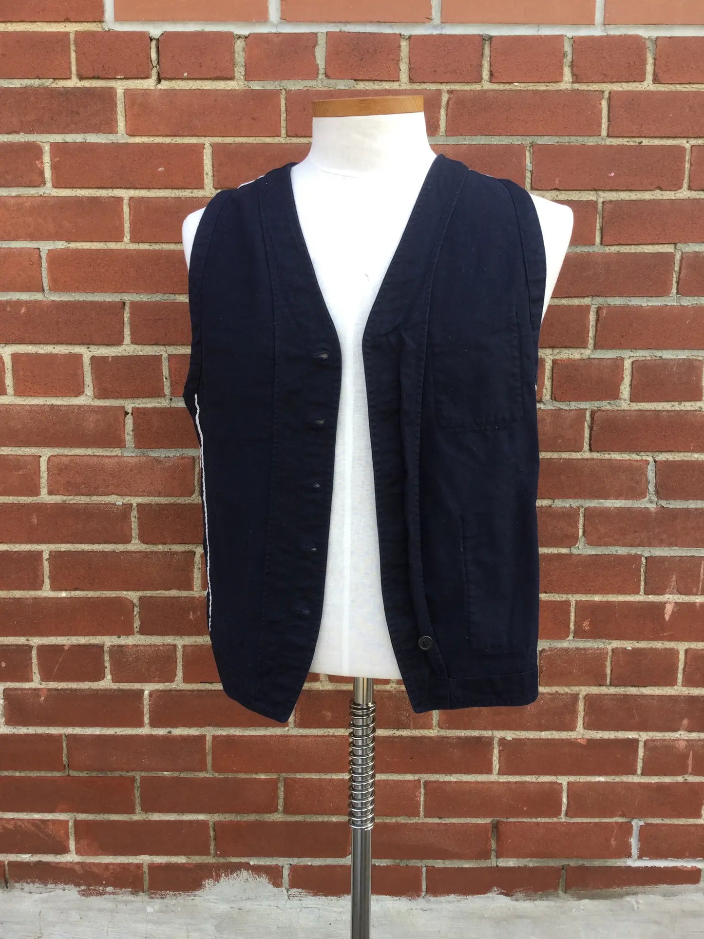 2010s Universal Works Navy Cotton Work Waistcoat, Large