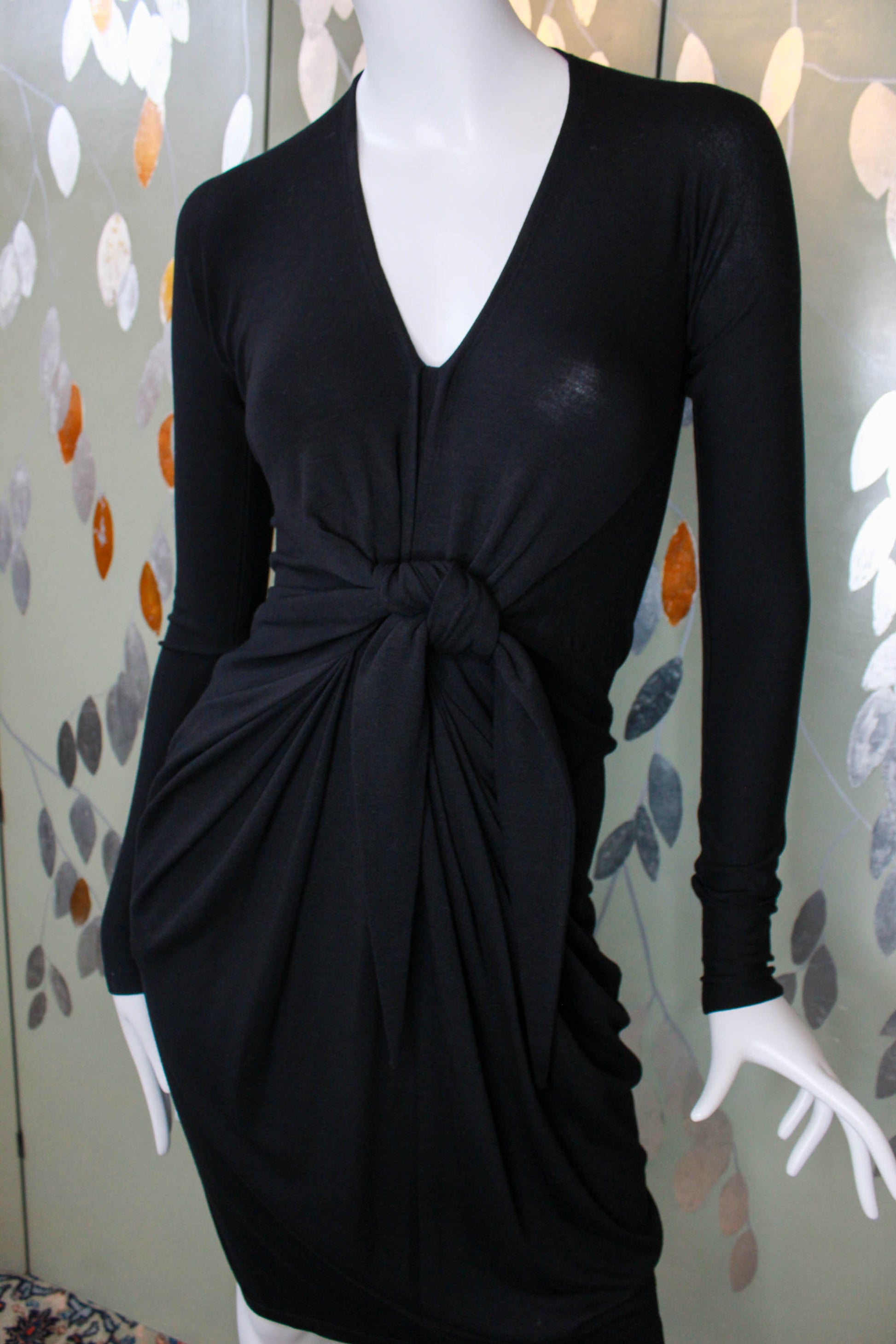 Donna Karan New York Black Knit Dress with Waist Tie, Small Ian Drummond Vintage Donna Karan New York Black Knit Dress with Waist Tie, Small Ian Drummond Vintage