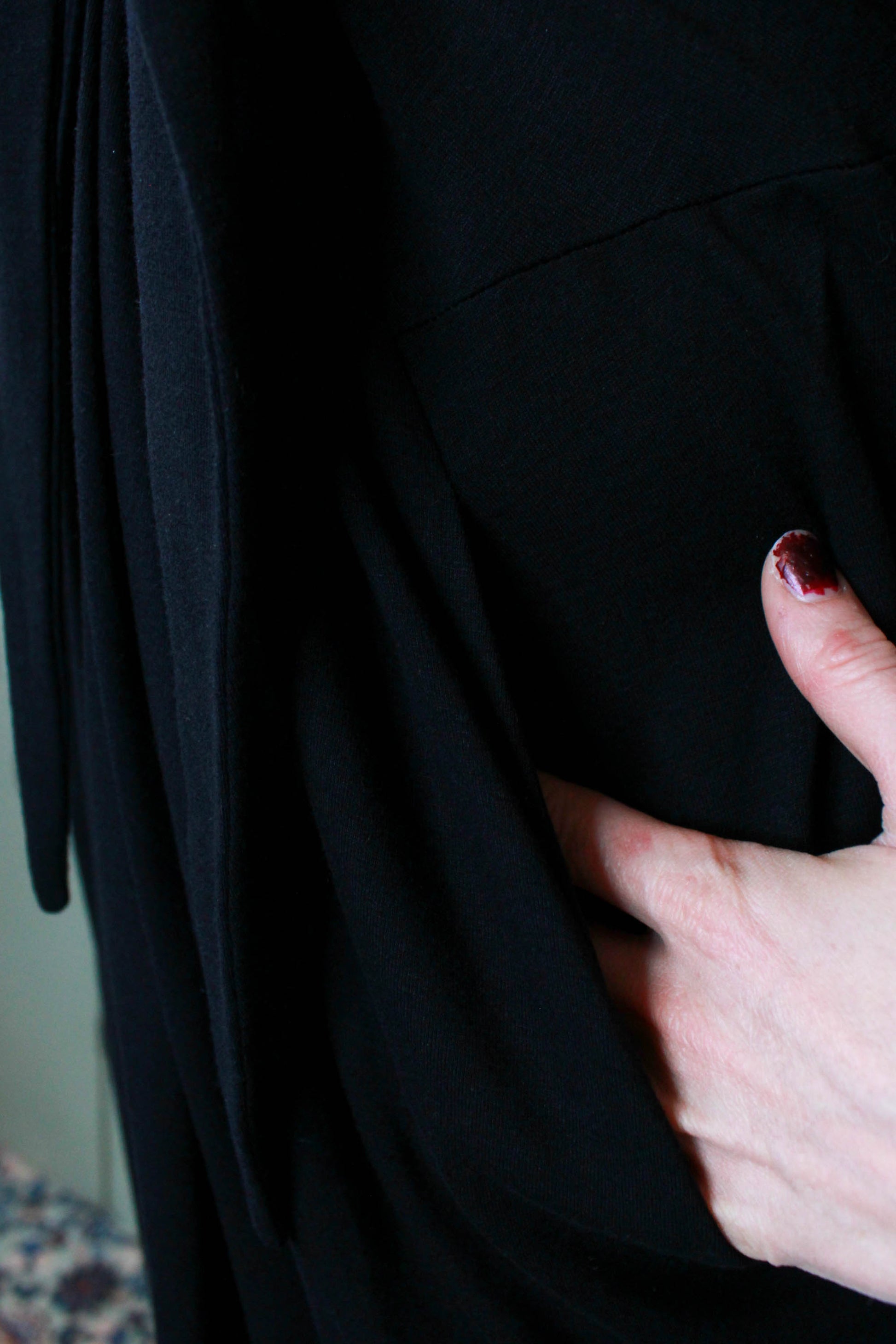Donna Karan New York Black Knit Dress with Waist Tie, Small – Ian