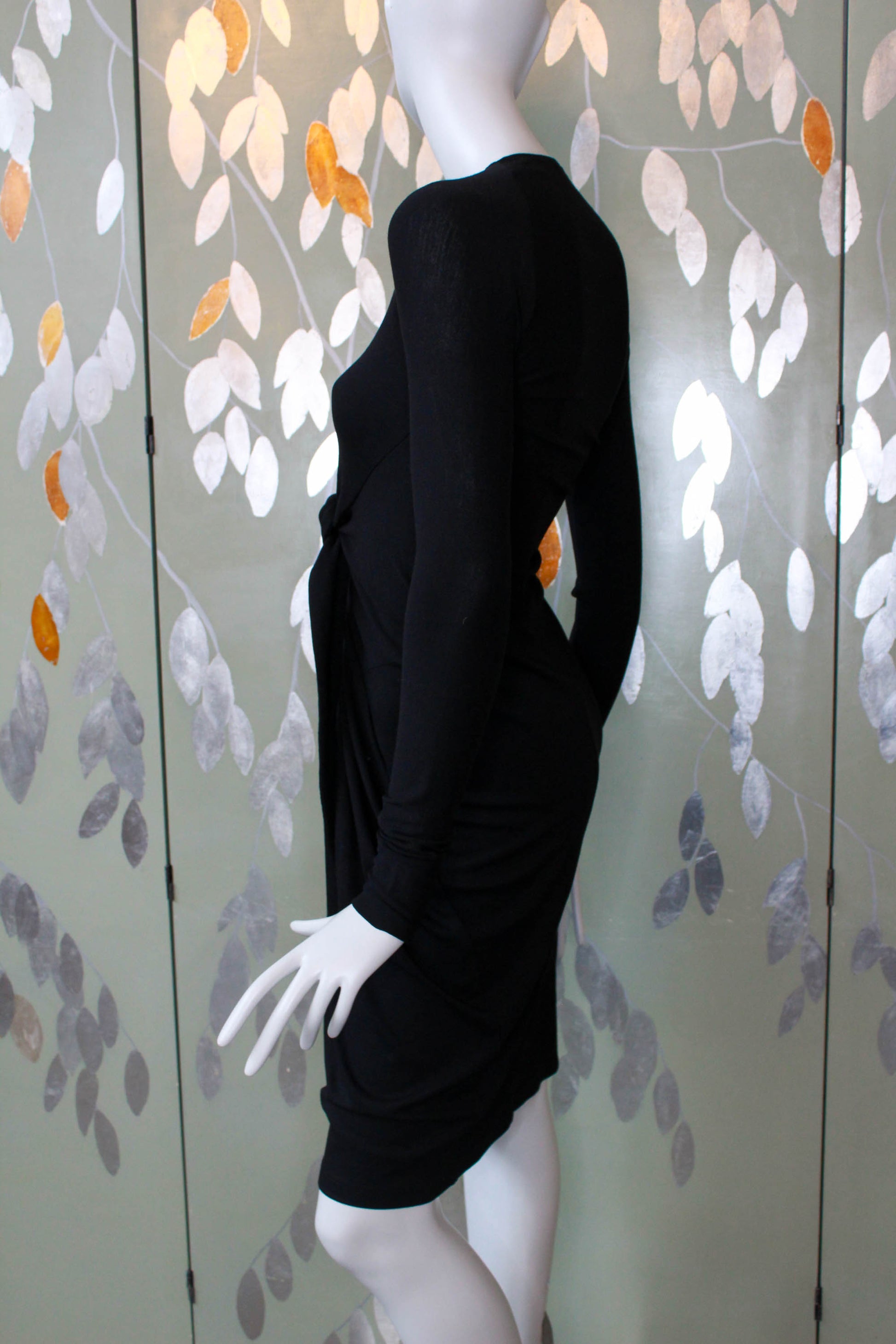 Donna Karan New York Black Knit Dress with Waist Tie, Small Ian Drummond Vintage Donna Karan New York Black Knit Dress with Waist Tie, Small Ian Drummond Vintage