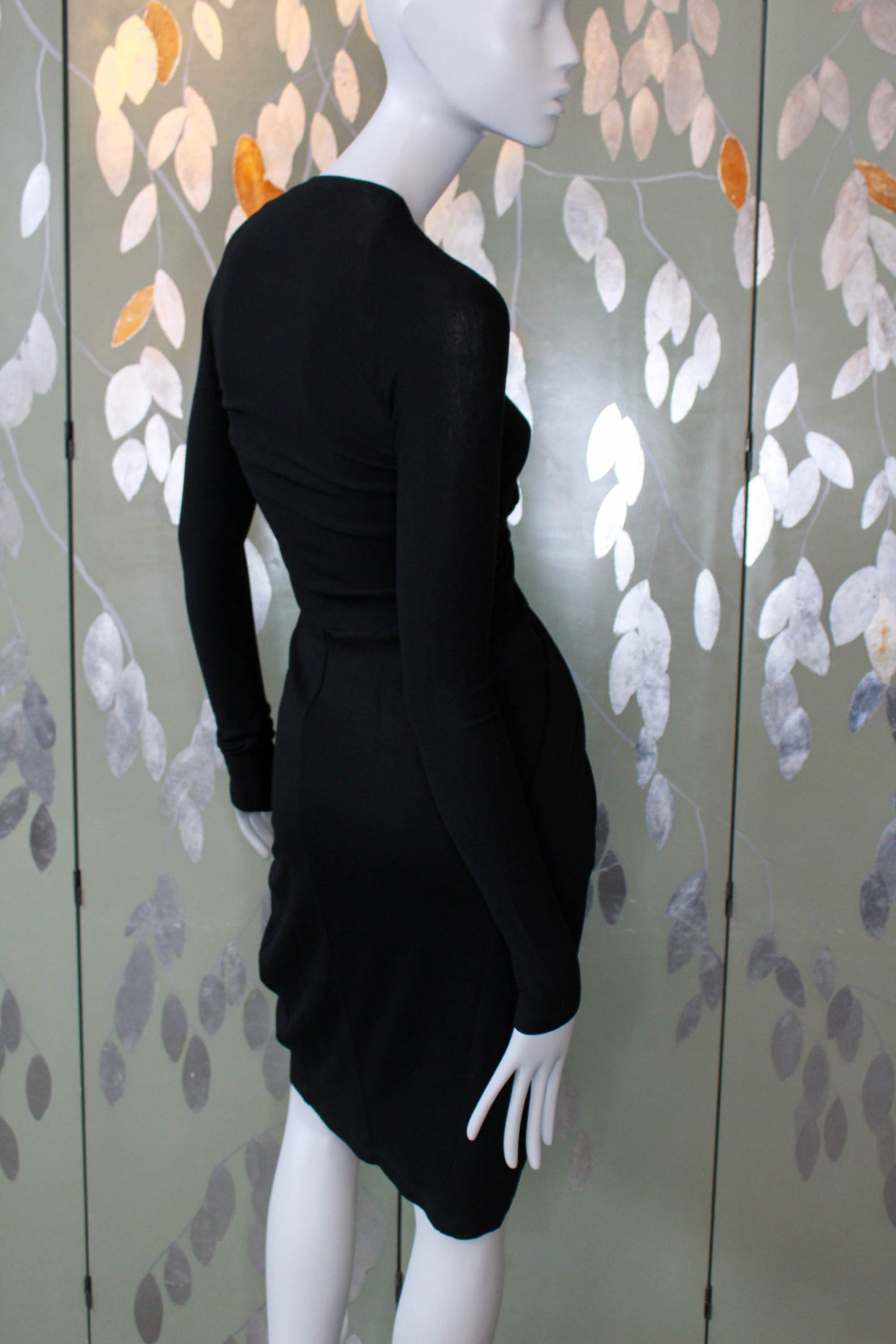 Donna Karan New York Black Knit Dress with Waist Tie, Small Ian Drummond Vintage Donna Karan New York Black Knit Dress with Waist Tie, Small Ian Drummond Vintage