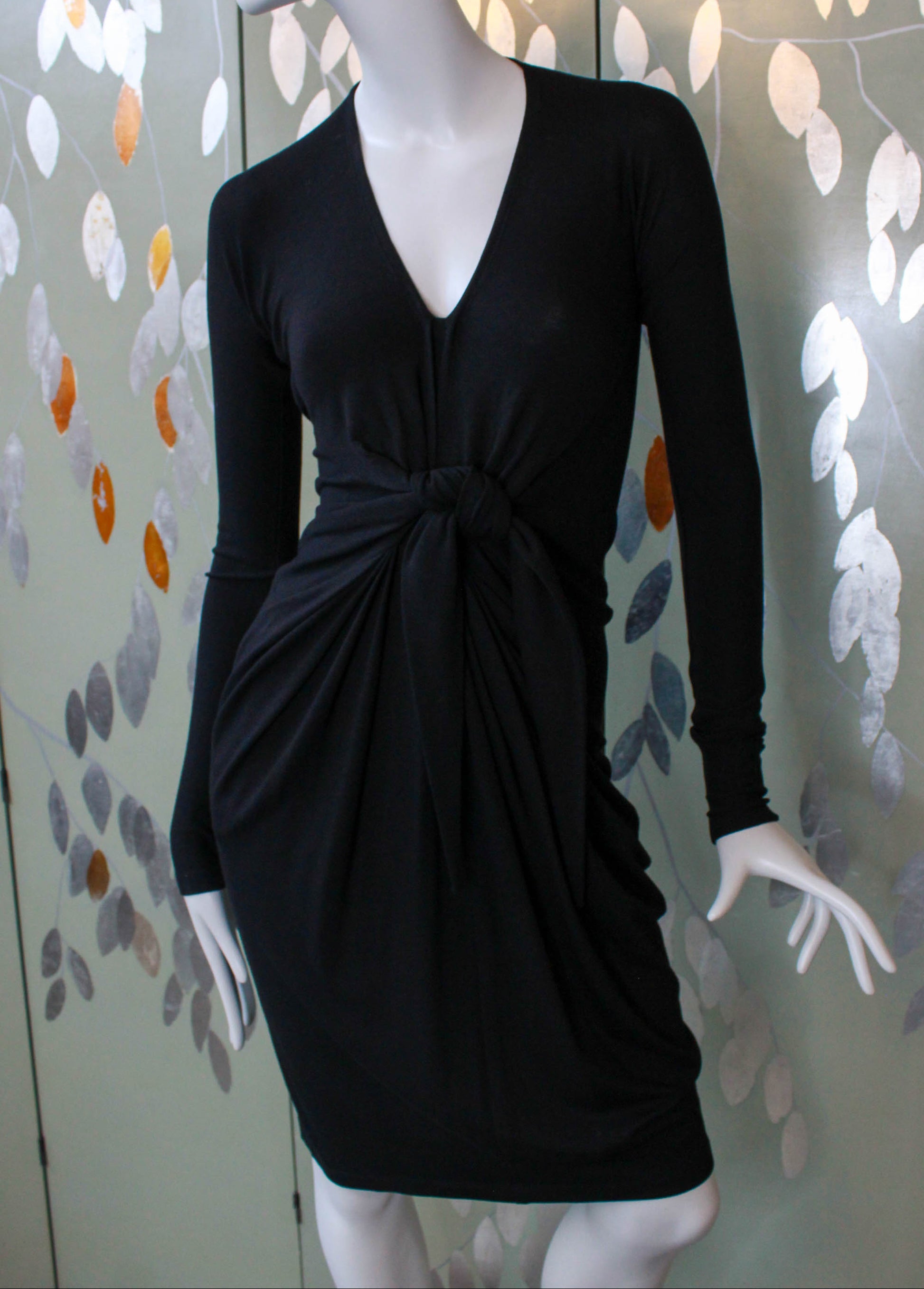 Donna Karan New York Black Knit Dress with Waist Tie, Small Ian Drummond Vintage Donna Karan New York Black Knit Dress with Waist Tie, Small Ian Drummond Vintage
