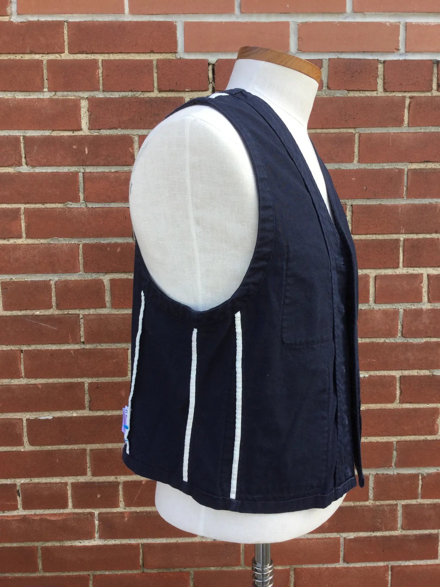 2010s Universal Works Navy Cotton Work Waistcoat (Cropped), Large 