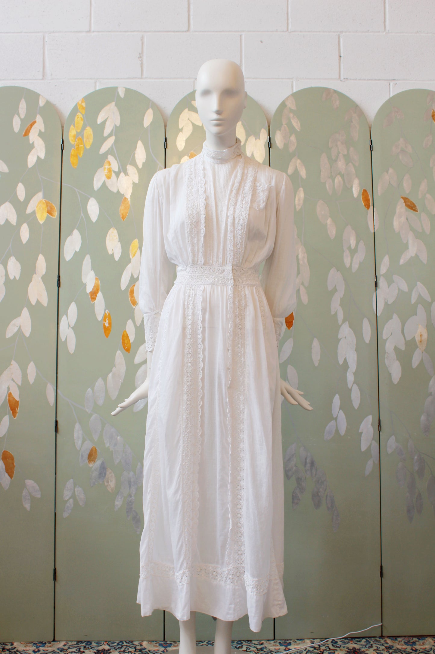 Antique Edwardian Cotton Day Dress, XS