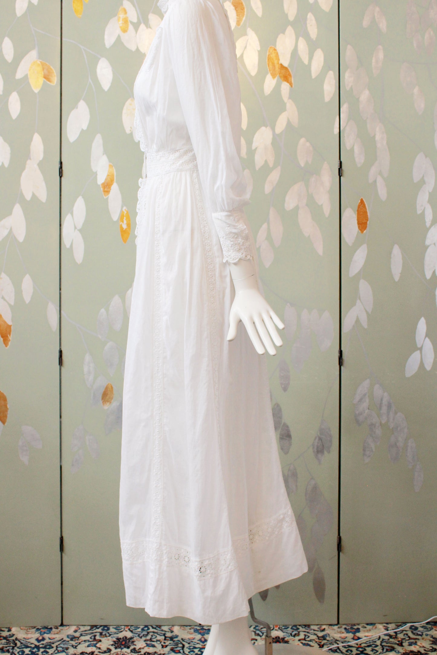 Antique Edwardian Cotton Day Dress, XS