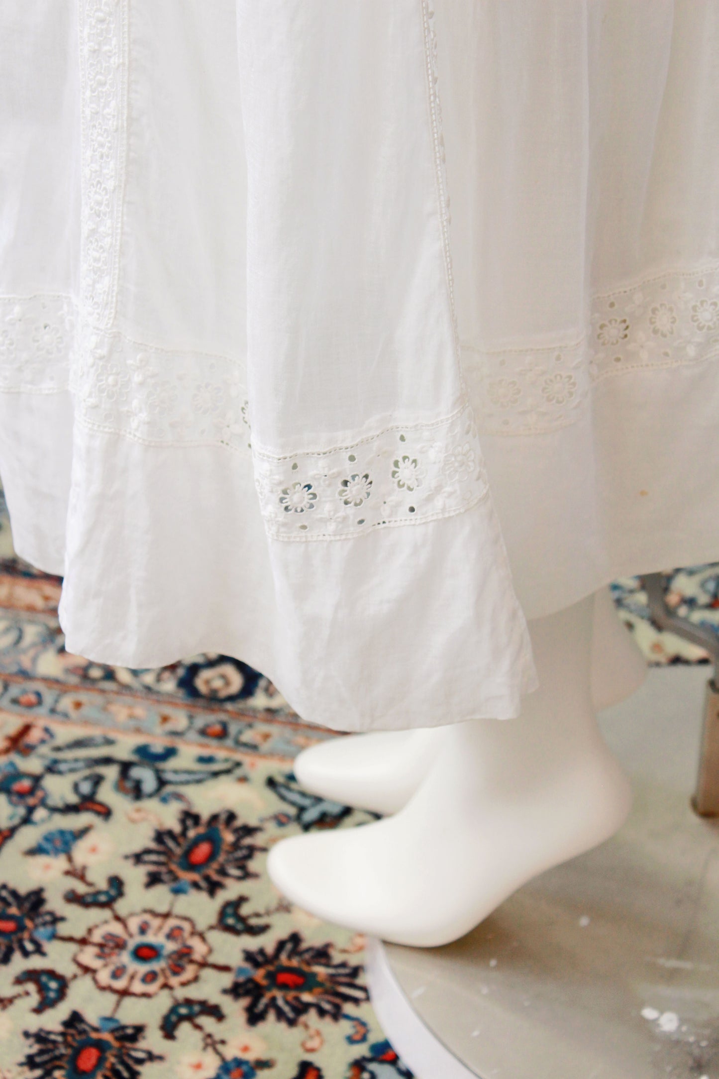 Antique Edwardian Cotton Day Dress, XS