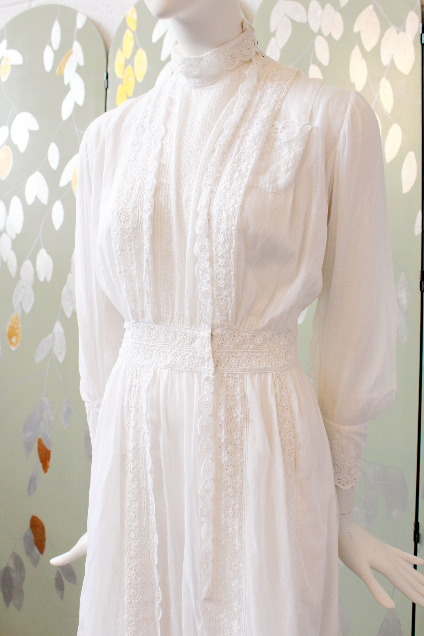 Antique Edwardian Cotton Day Dress, XS