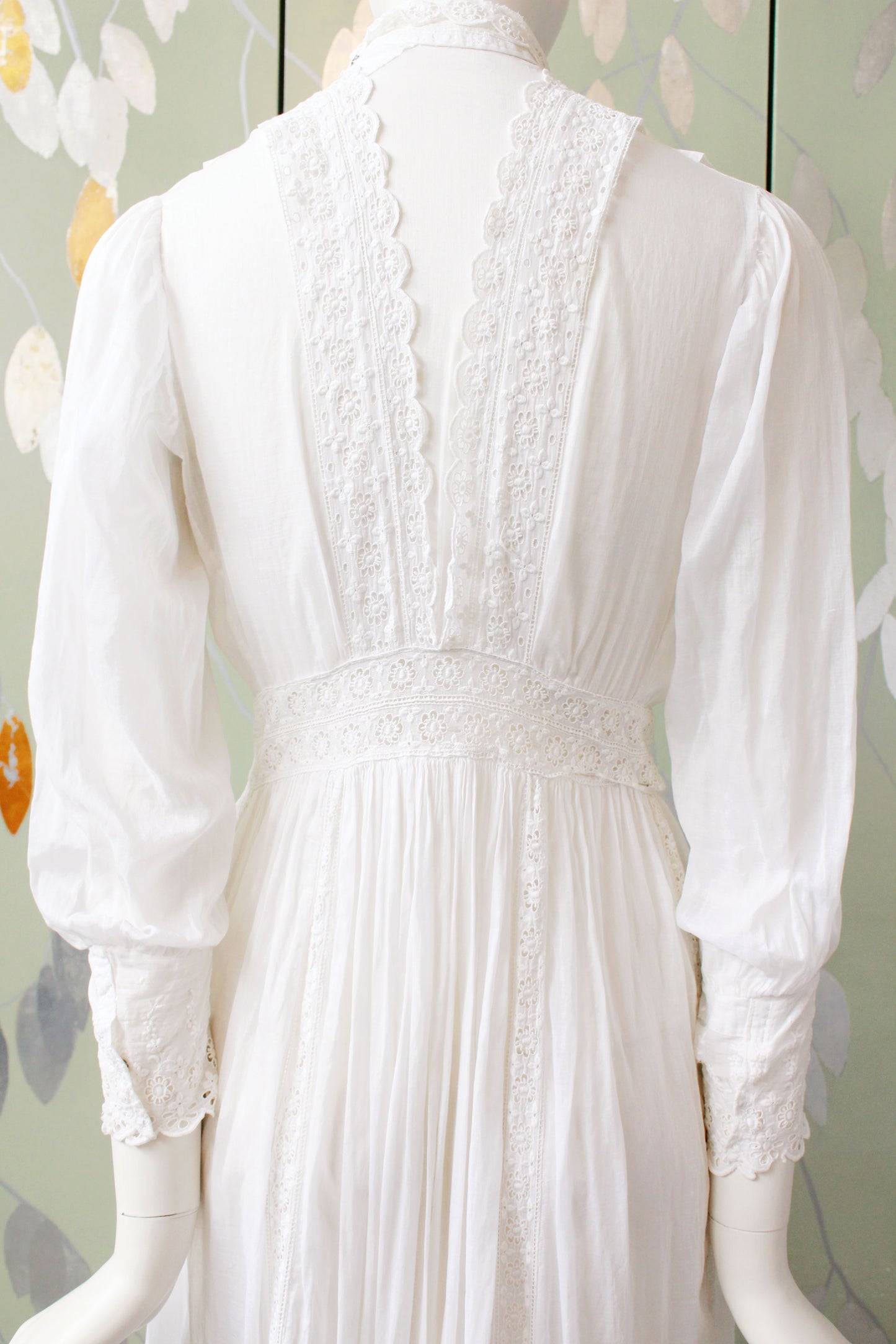 Antique Edwardian Cotton Day Dress, XS