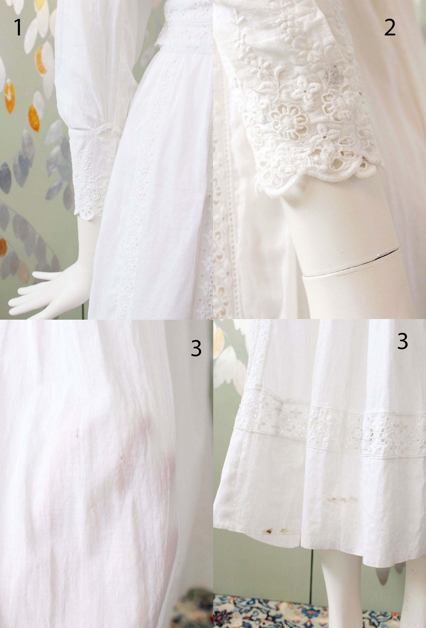 Antique Edwardian Cotton Day Dress, XS