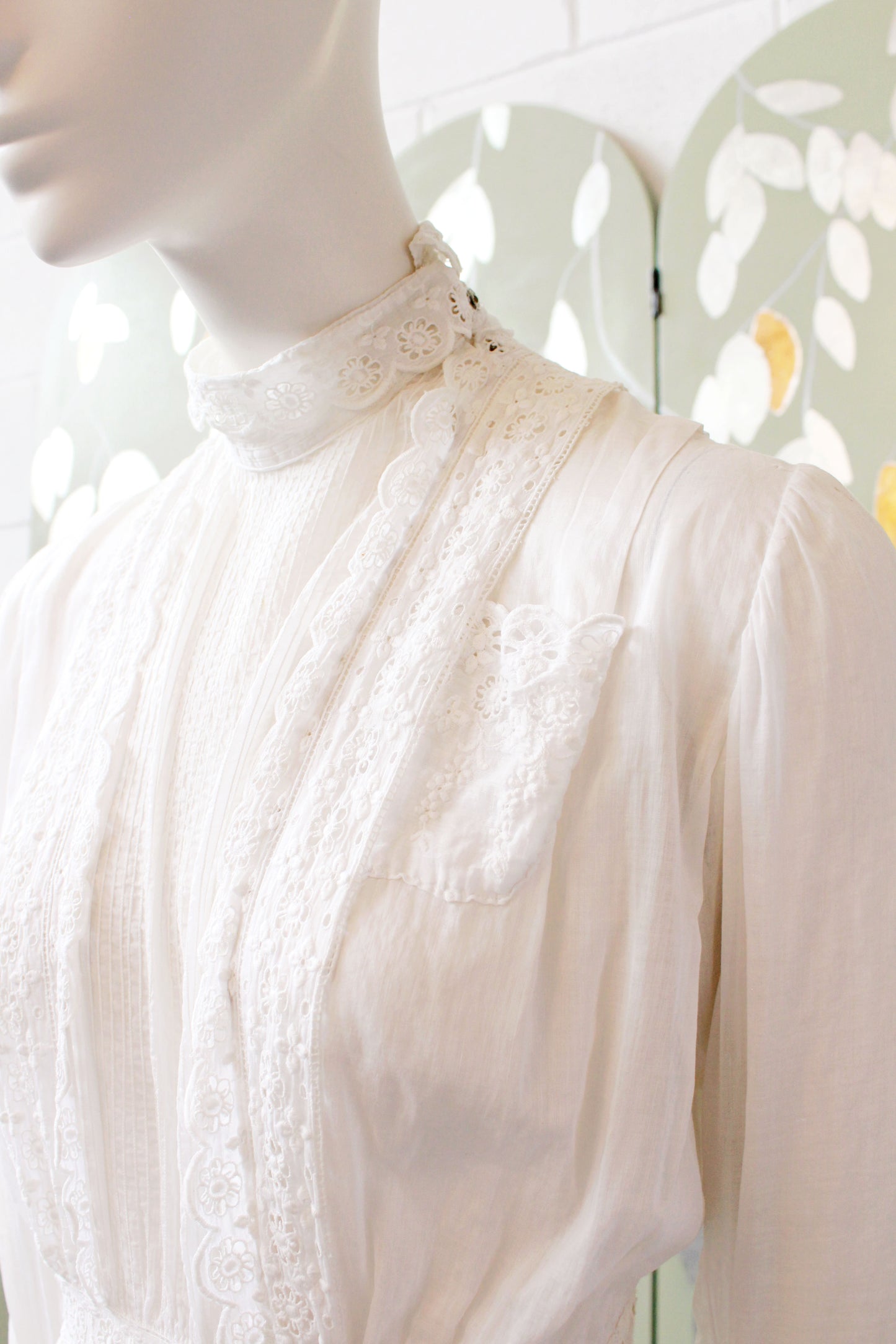 Antique Edwardian Cotton Day Dress, XS