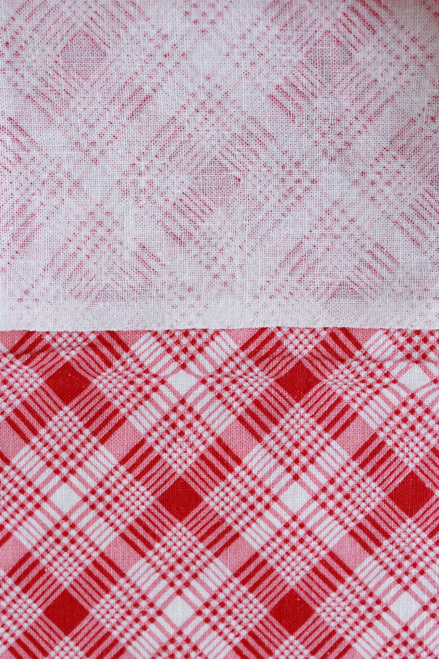 1940s Plaid Feedsack, Pink Vintage Summer Fabric Feedsack, 1940s True Vintage Summer Fabric, Vintage Sewing/Quilting