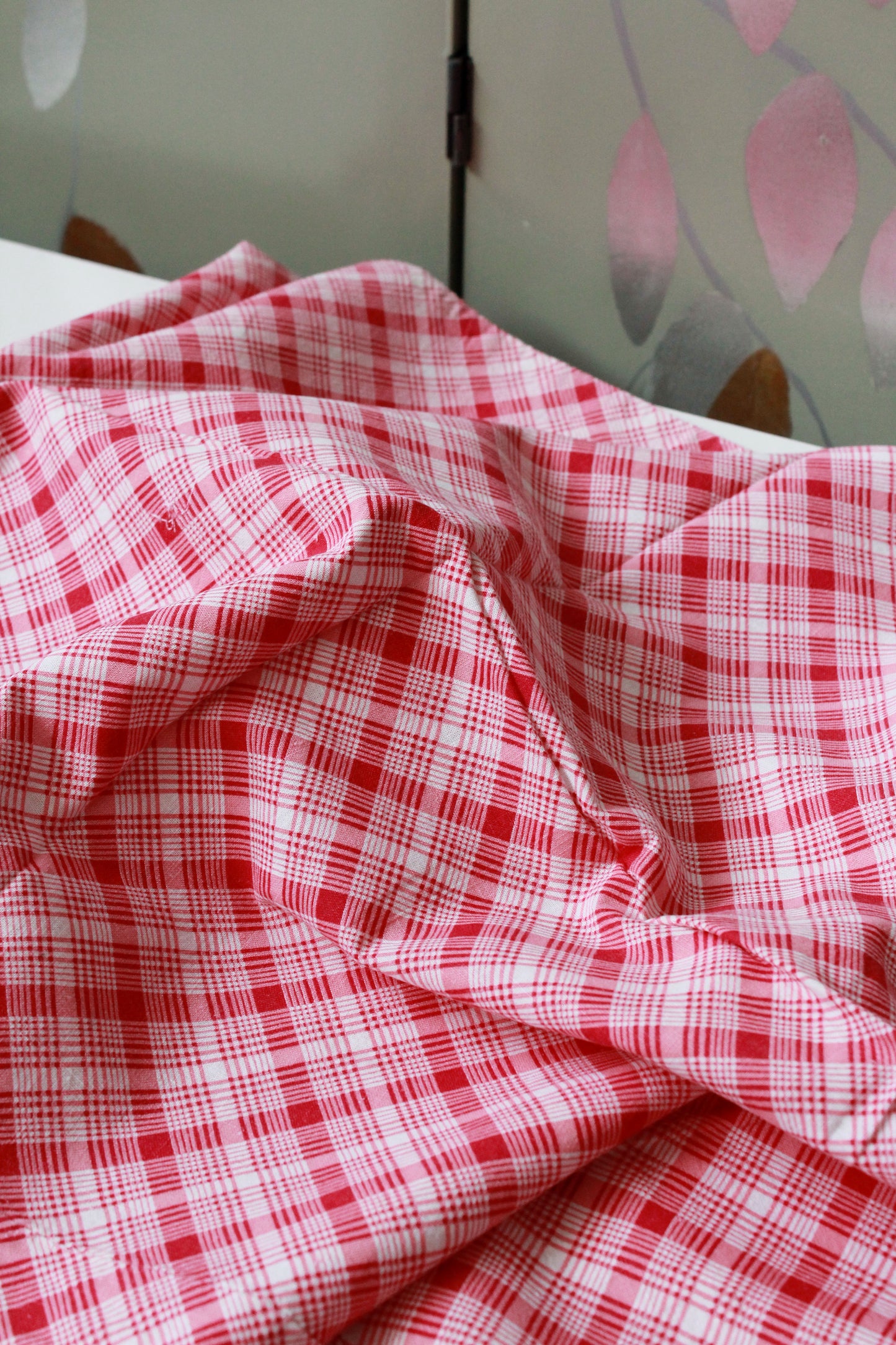 1940s Plaid Feedsack, Pink Vintage Summer Fabric Feedsack, 1940s True Vintage Summer Fabric, Vintage Sewing/Quilting