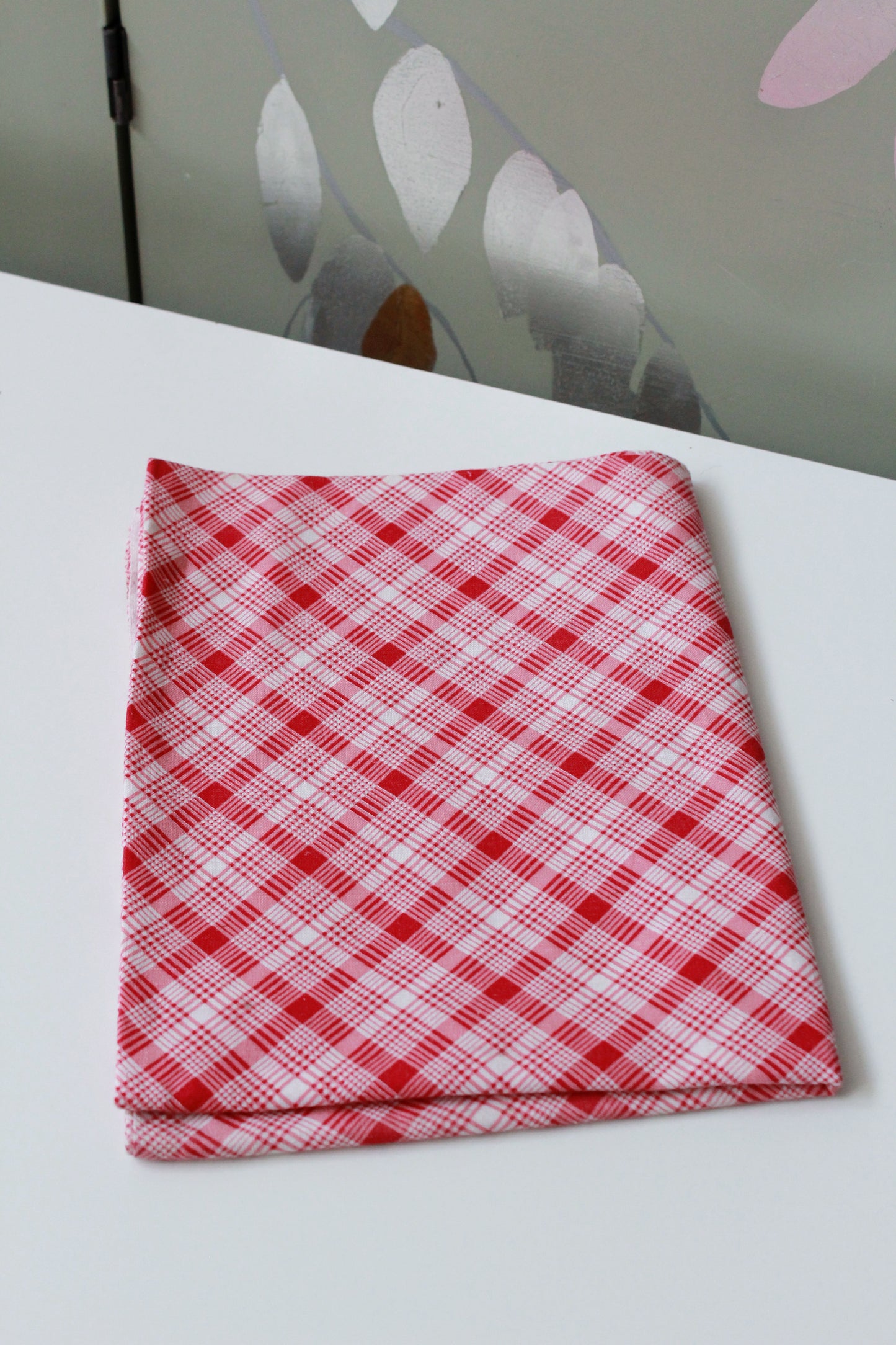 1940s Plaid Feedsack, Pink Vintage Summer Fabric Feedsack, 1940s True Vintage Summer Fabric, Vintage Sewing/Quilting