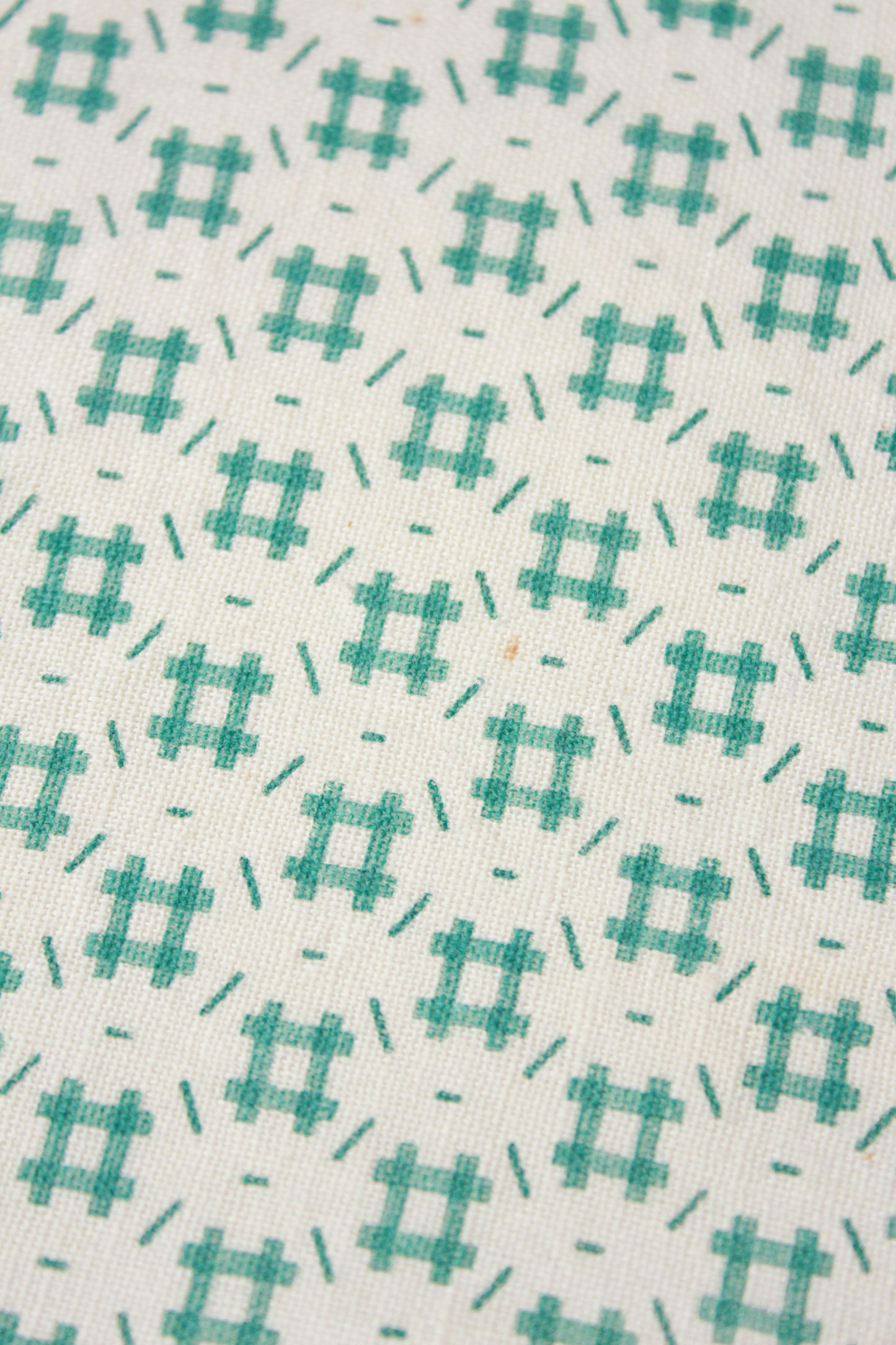 Vintage 1940s Feedsack, Green and Cream Square Check Pattern, Vintage Summer Cotton Fabric