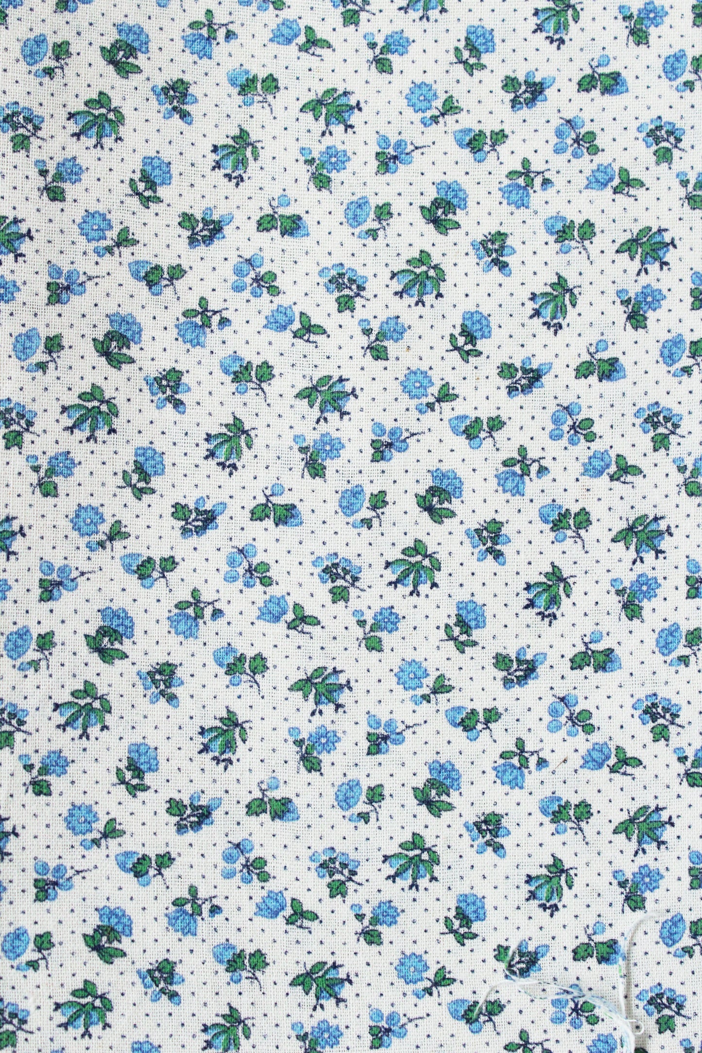 1940s Ditsy Floral Feedsack, Light Blue Flowers, 1940s Vintage Summer Fabric, Cotton