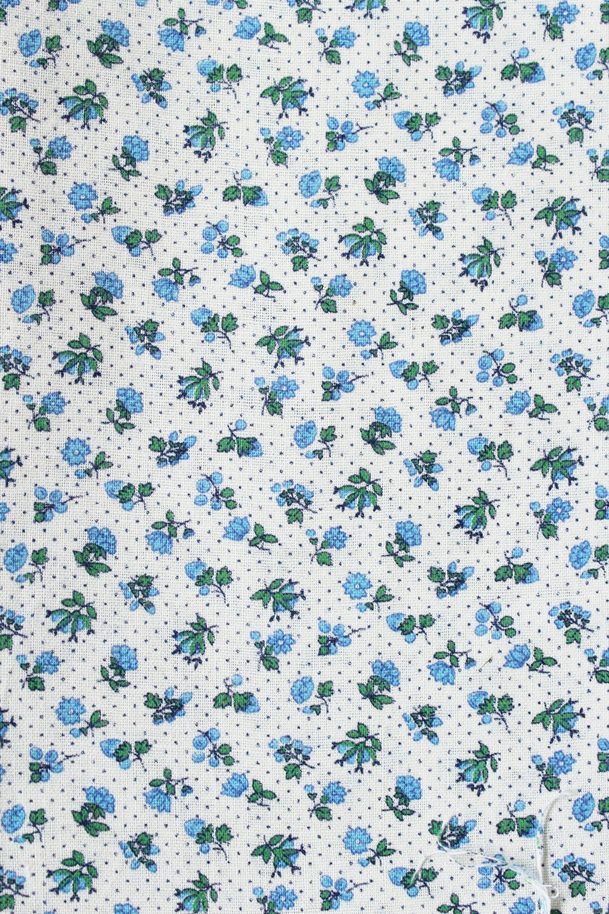 1940s Ditsy Floral Feedsack, Light Blue Flowers, 1940s Vintage Summer Fabric, Cotton