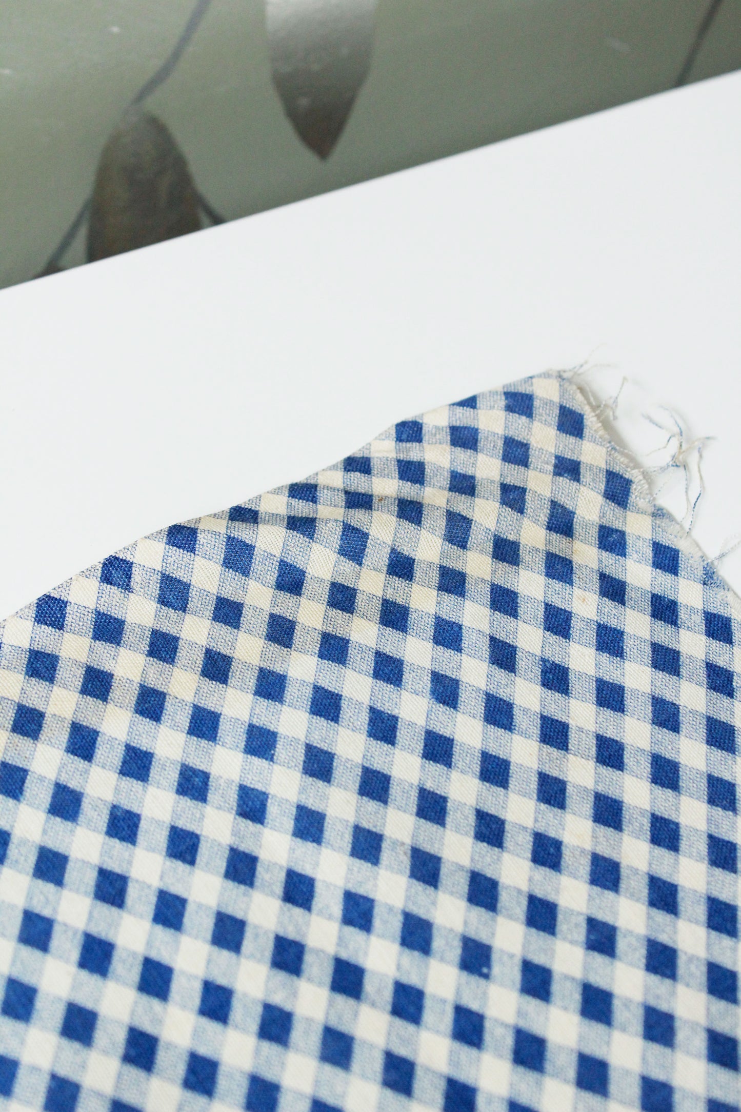 1940s Gingham Feedsack, Blue/White Vintage Summer Fabric