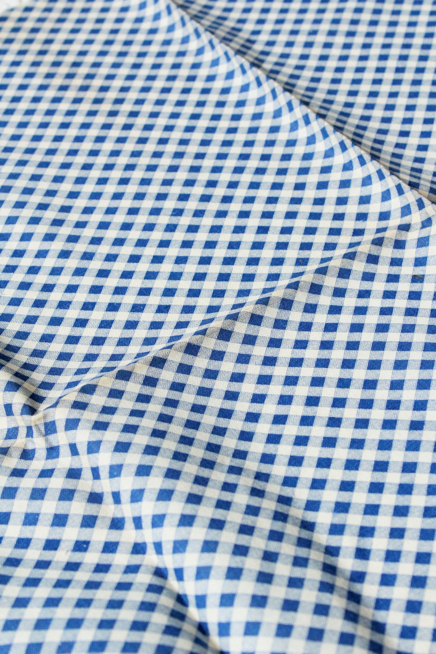 1940s Gingham Feedsack, Blue/White Vintage Summer Fabric