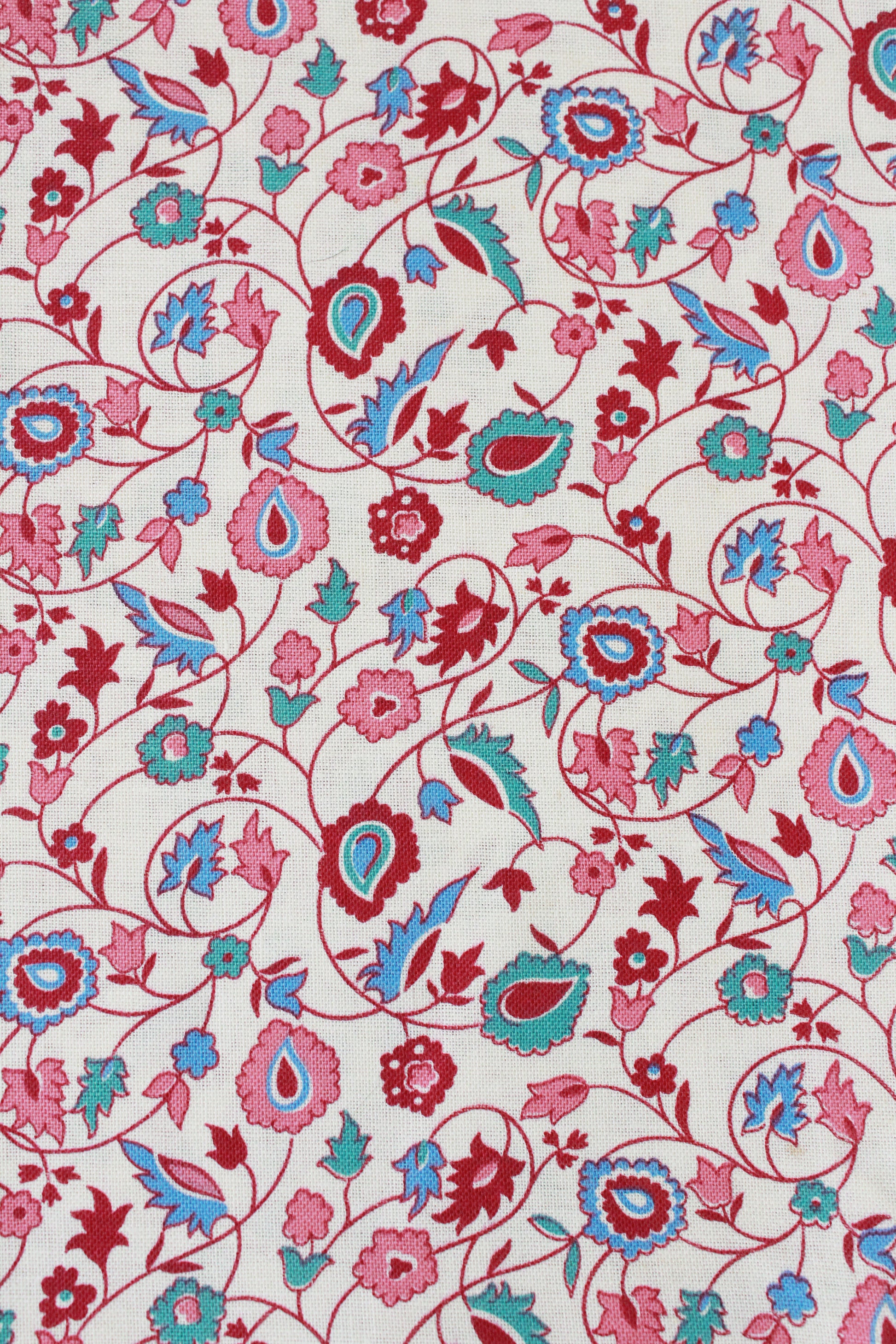 1940s Magenta Floral Feedsack, Vintage Floral Fabric, Pink/Purple/Teal Flower, 1940s Summer Fabric