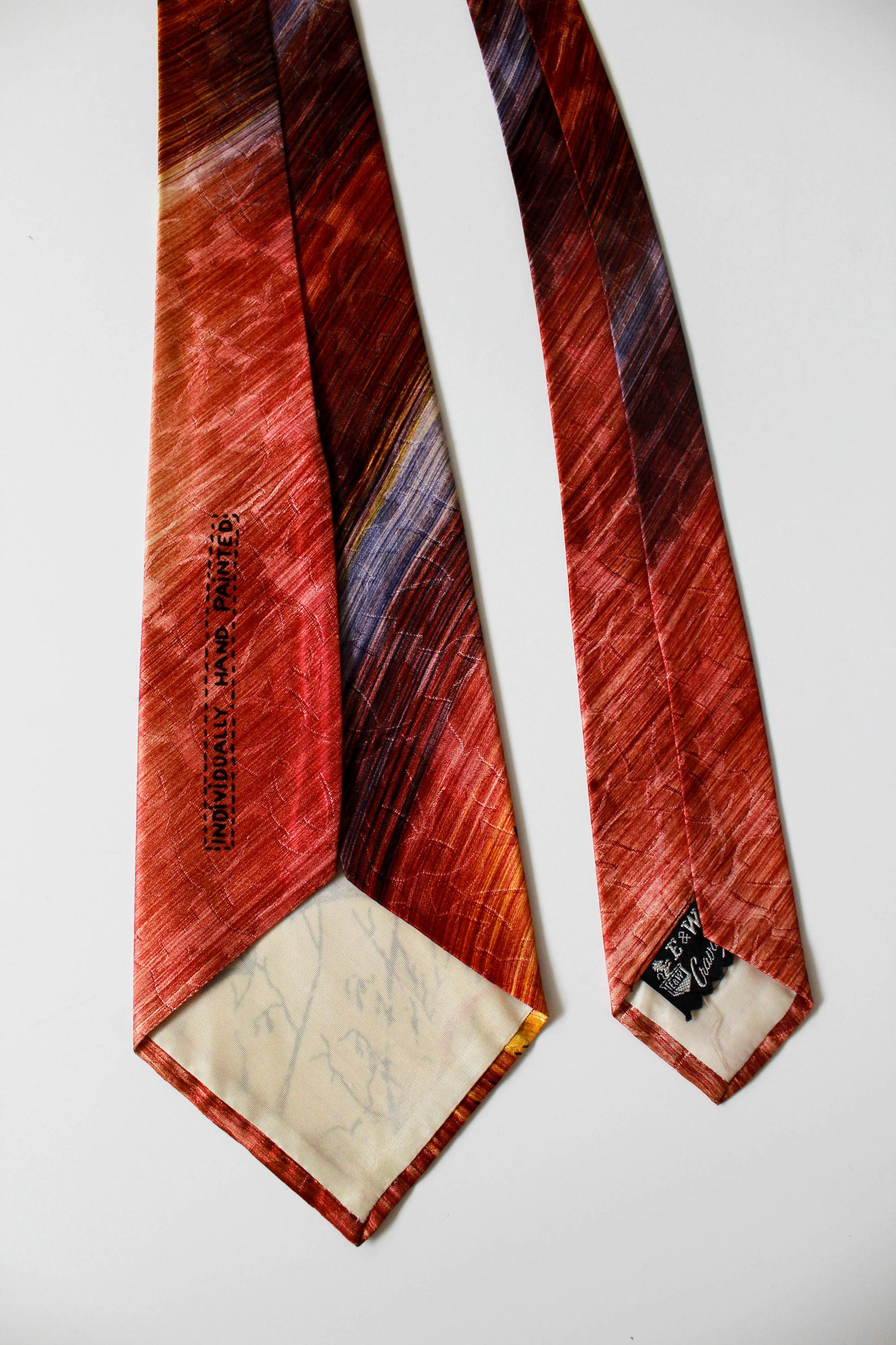 1940s Flying Birds Hand Painted Necktie