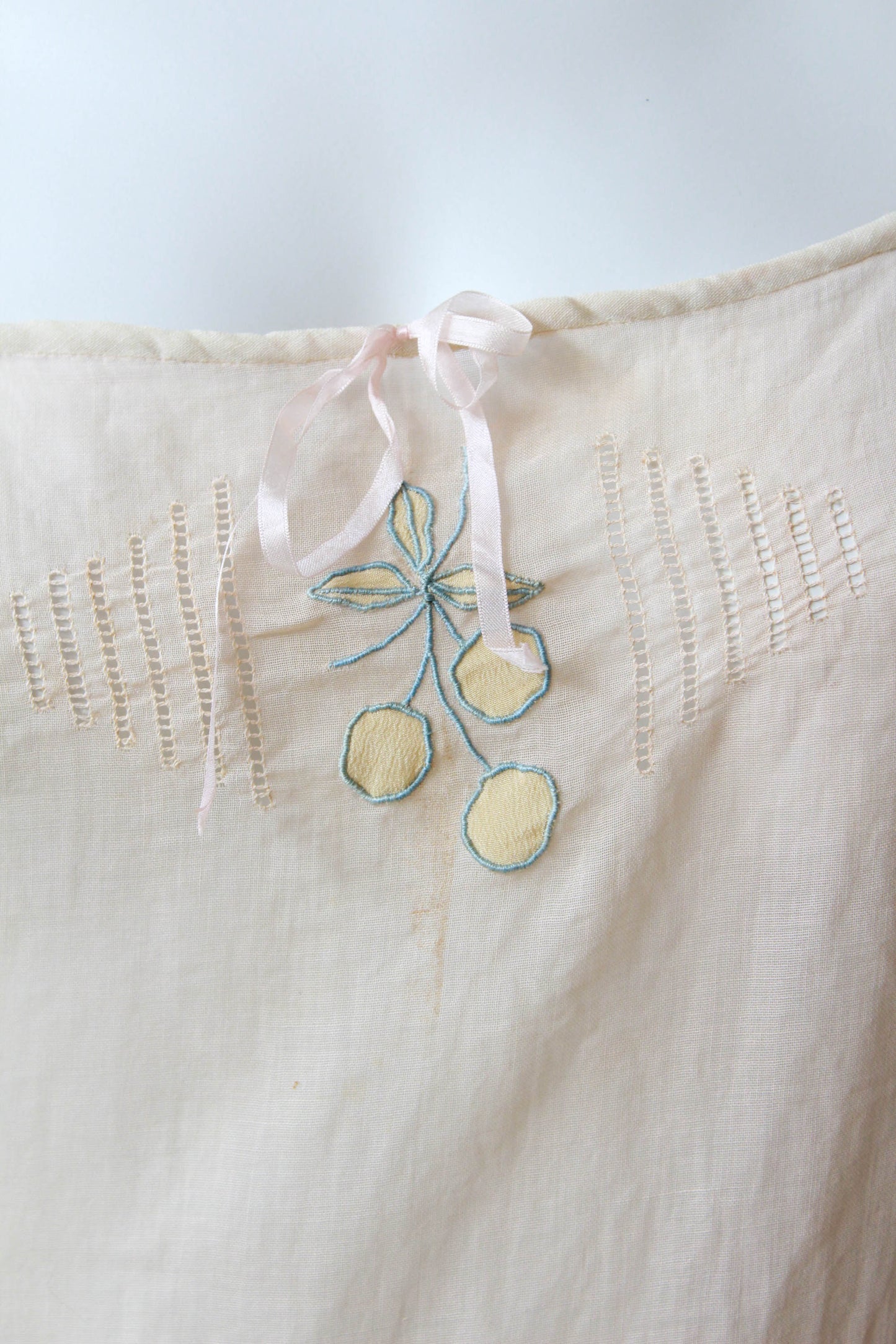 1920s Cotton Step In with Fruit Applique, French Voile
